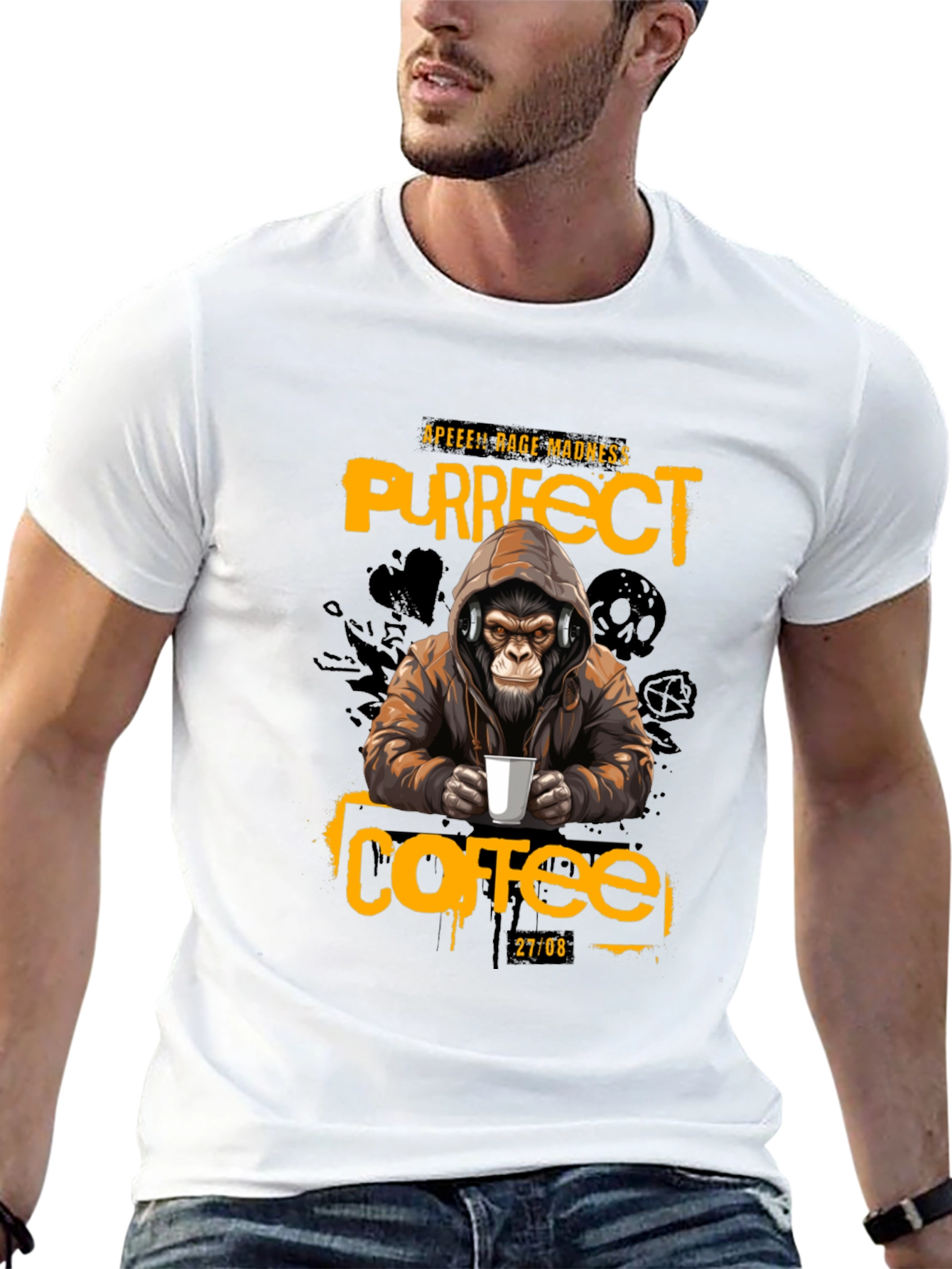 Ape Coffee T-Shirt - Purrfect Rage Madness