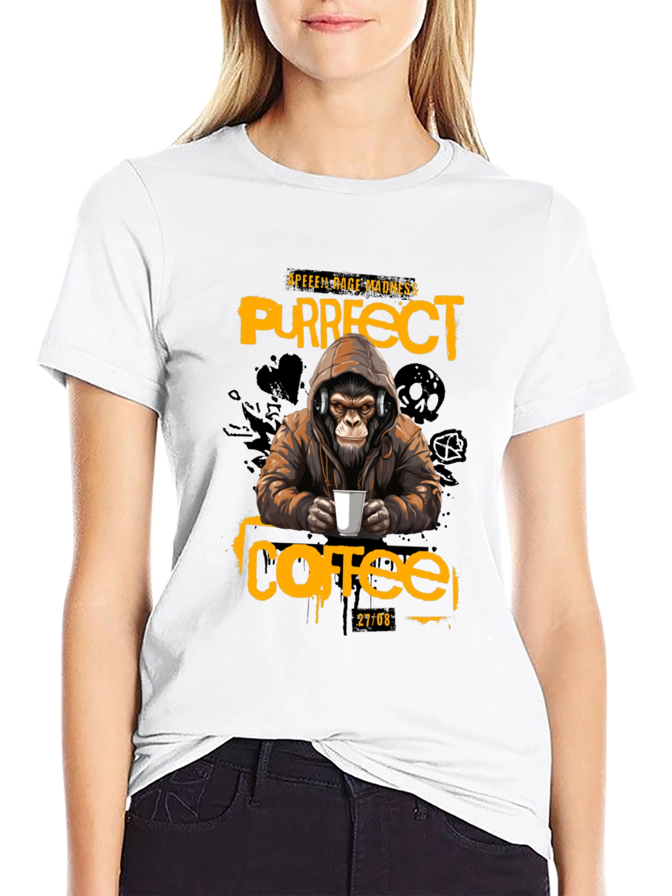 Ape Coffee T-Shirt - Purrfect Rage Madness