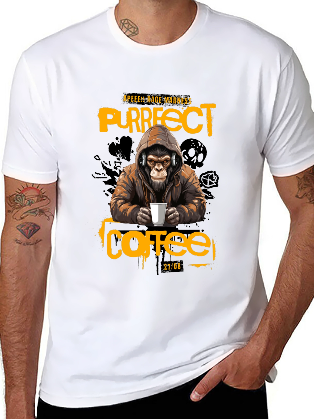 Ape Coffee T-Shirt - Purrfect Rage Madness