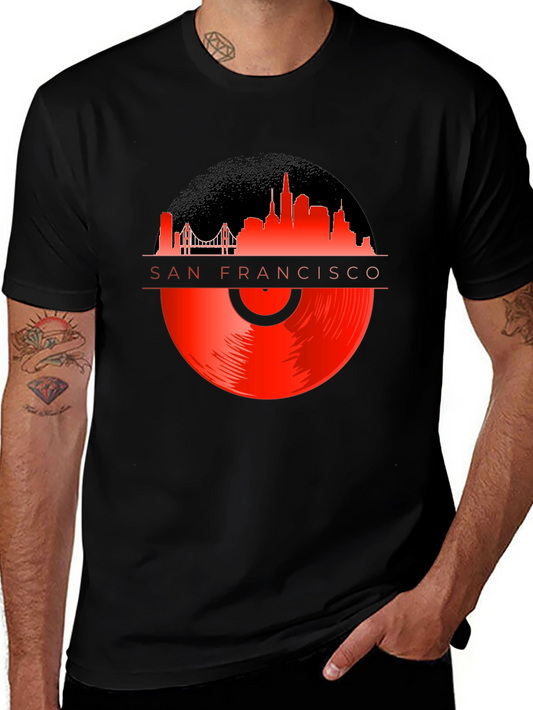 San Francisco Vinyl Record Graphic Tee - Black