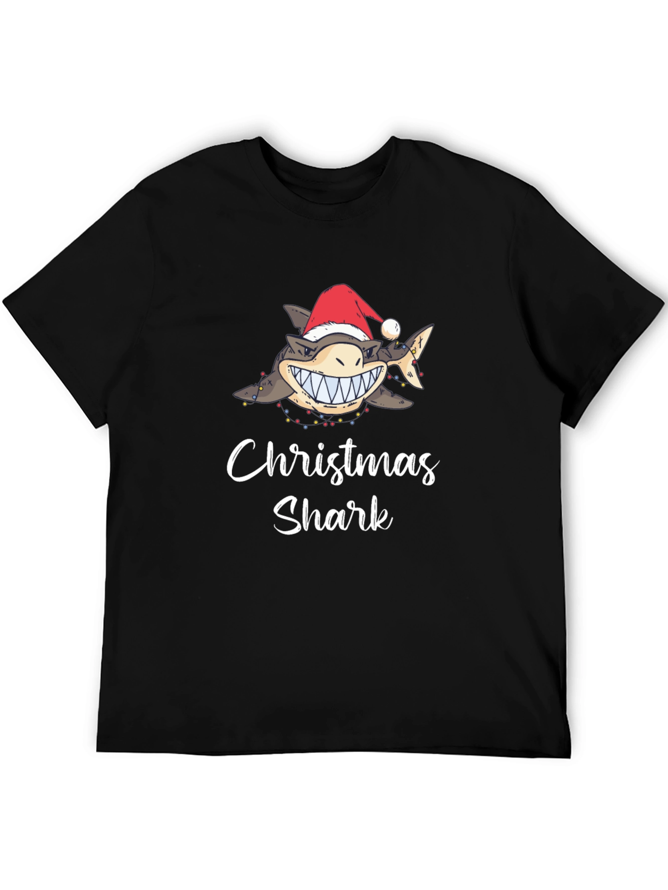 Christmas Shark Graphic Tee - Holiday Fun