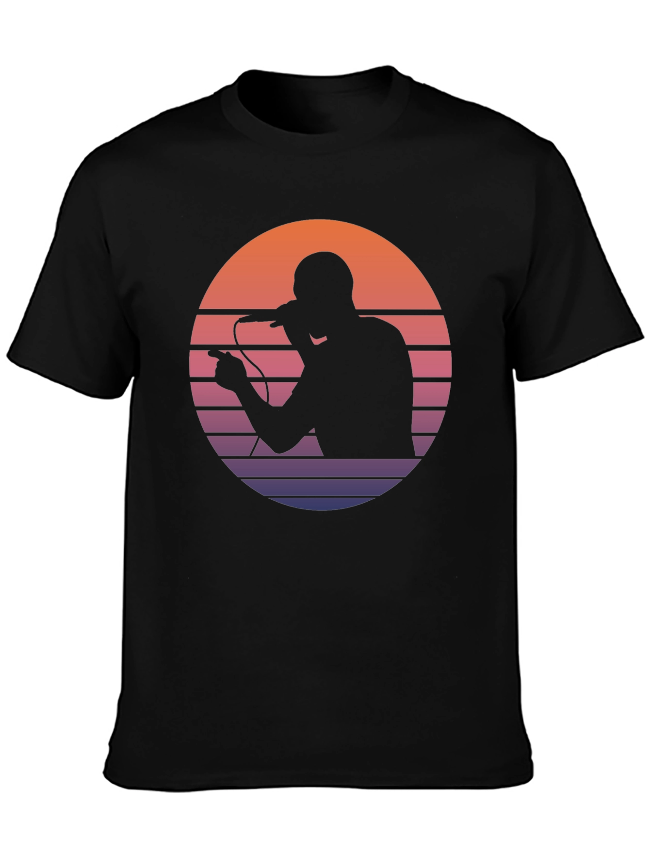 Retro Sunset Singer Black T-Shirt