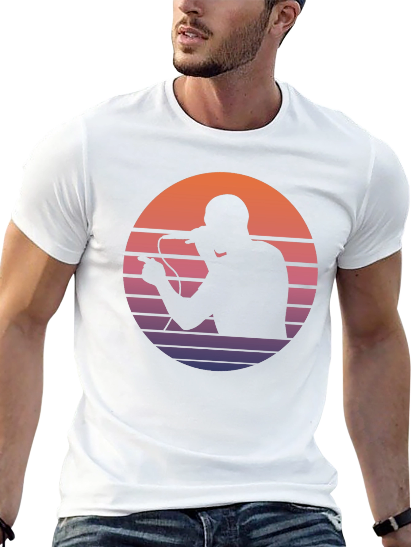 Retro Sunset Singer Black T-Shirt