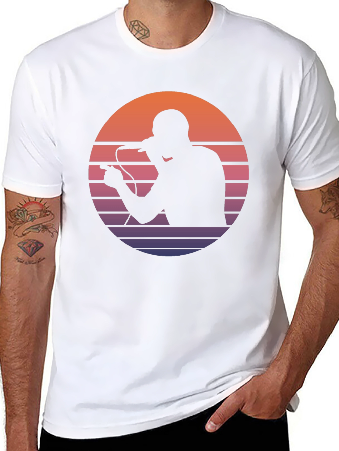 Retro Sunset Singer Black T-Shirt