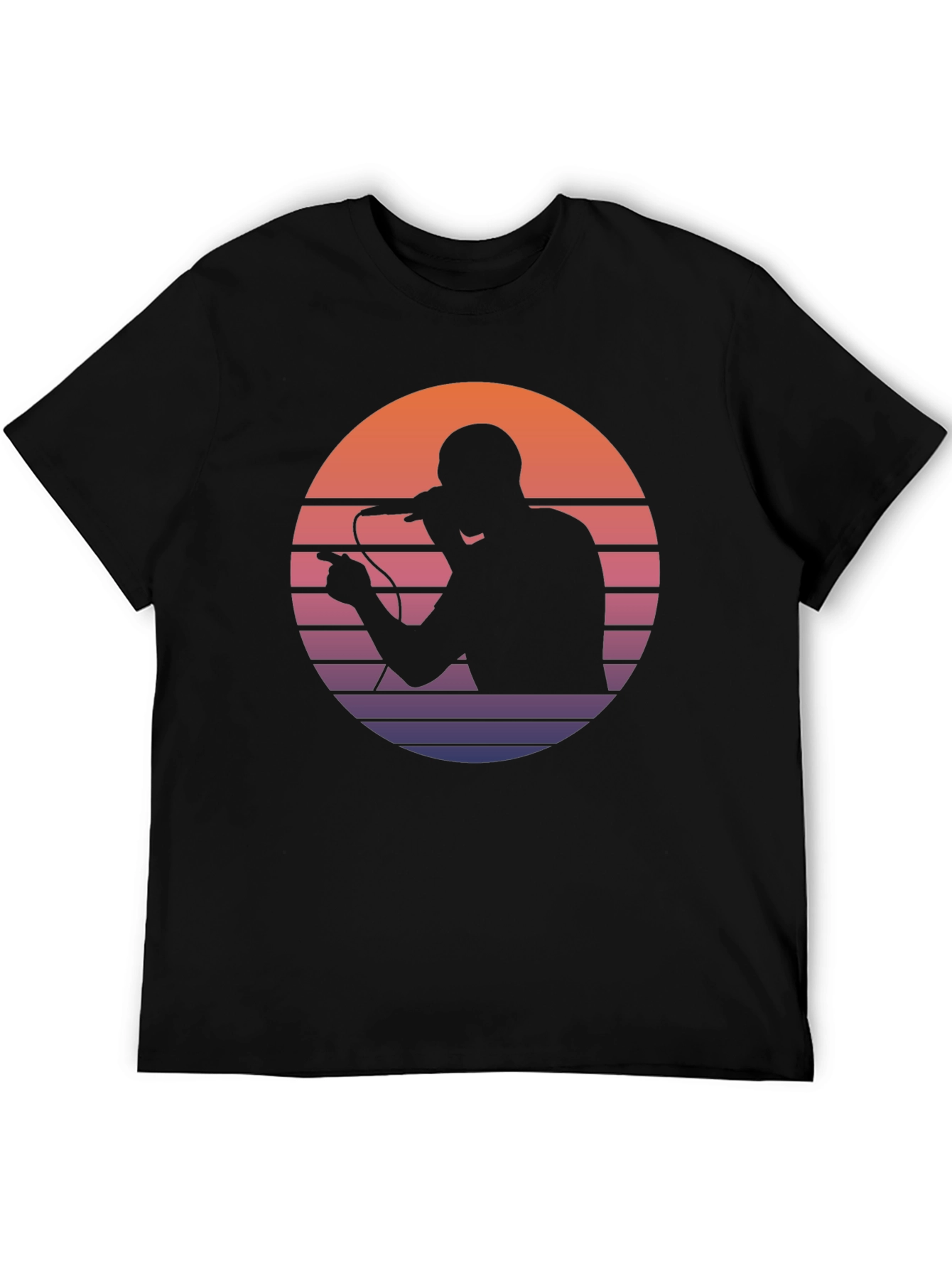 Retro Sunset Singer Black T-Shirt