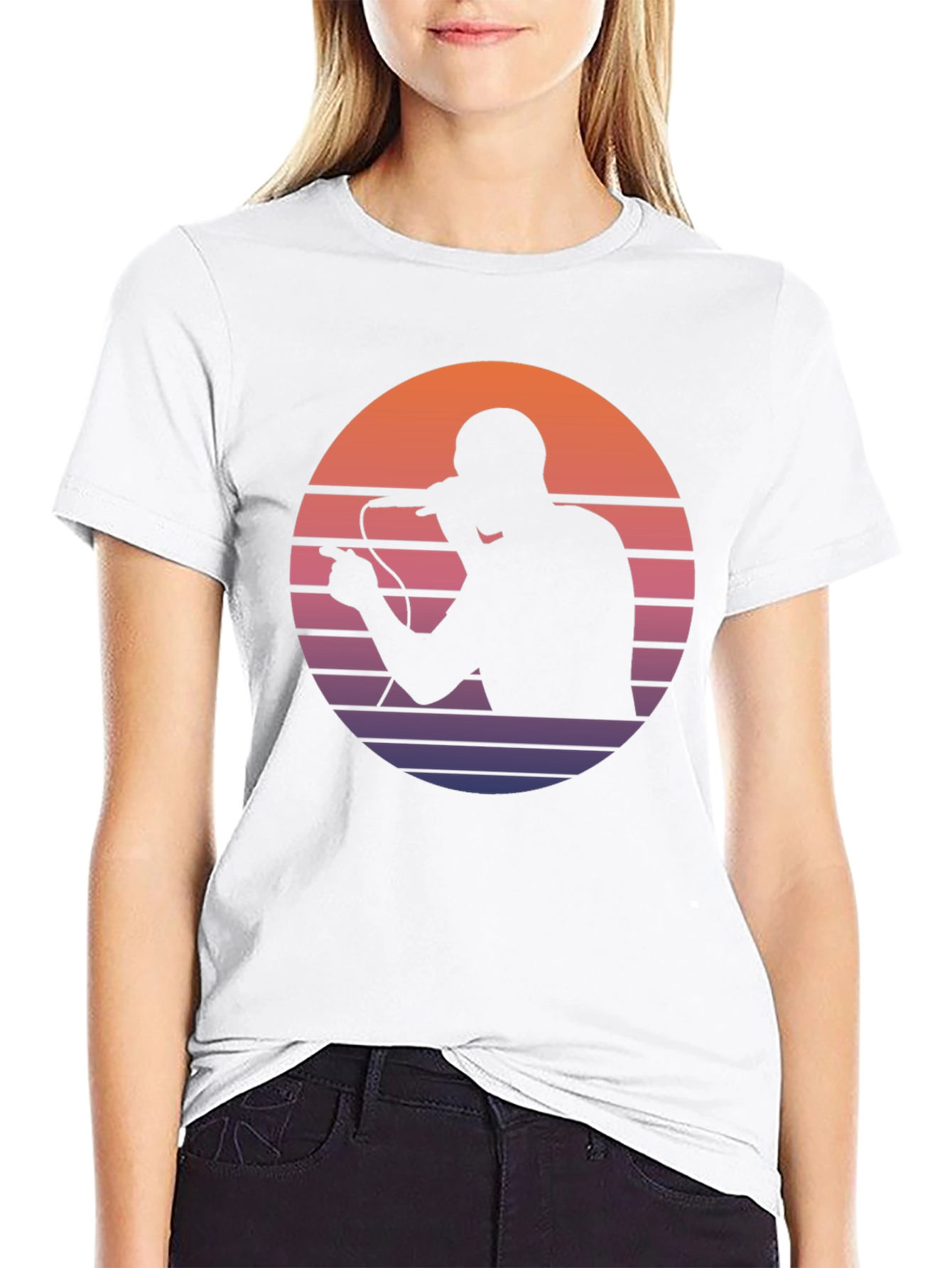Retro Sunset Singer Black T-Shirt