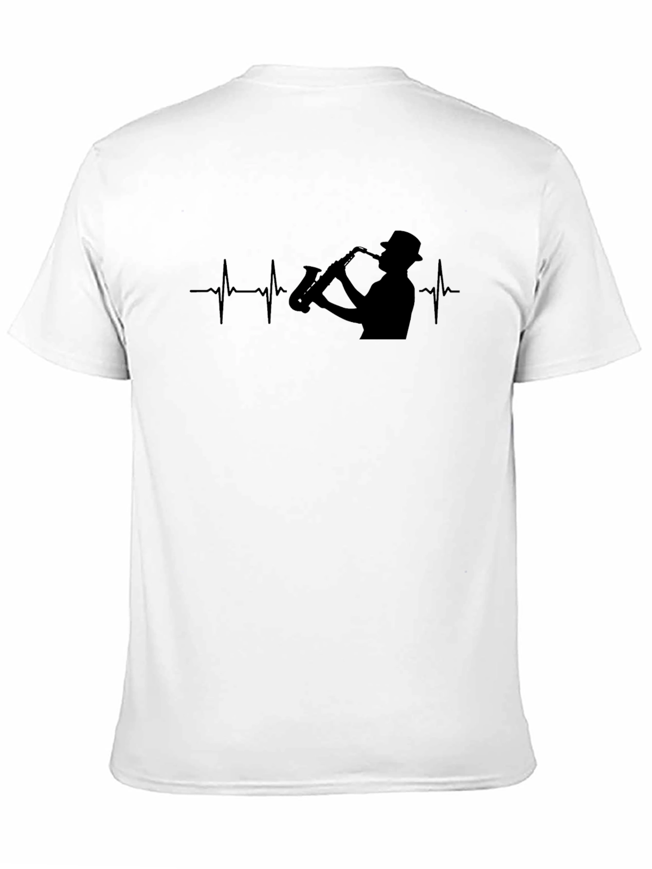 Saxophone Heartbeat Black T-Shirt - Musician Tee