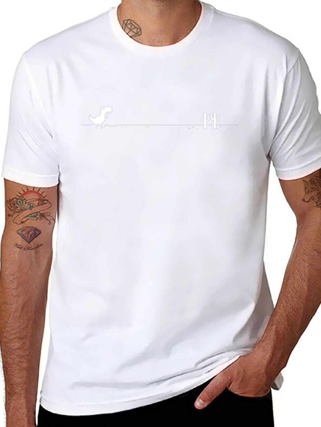 Chrome Dino T-Shirt - Black Tee for Gamers