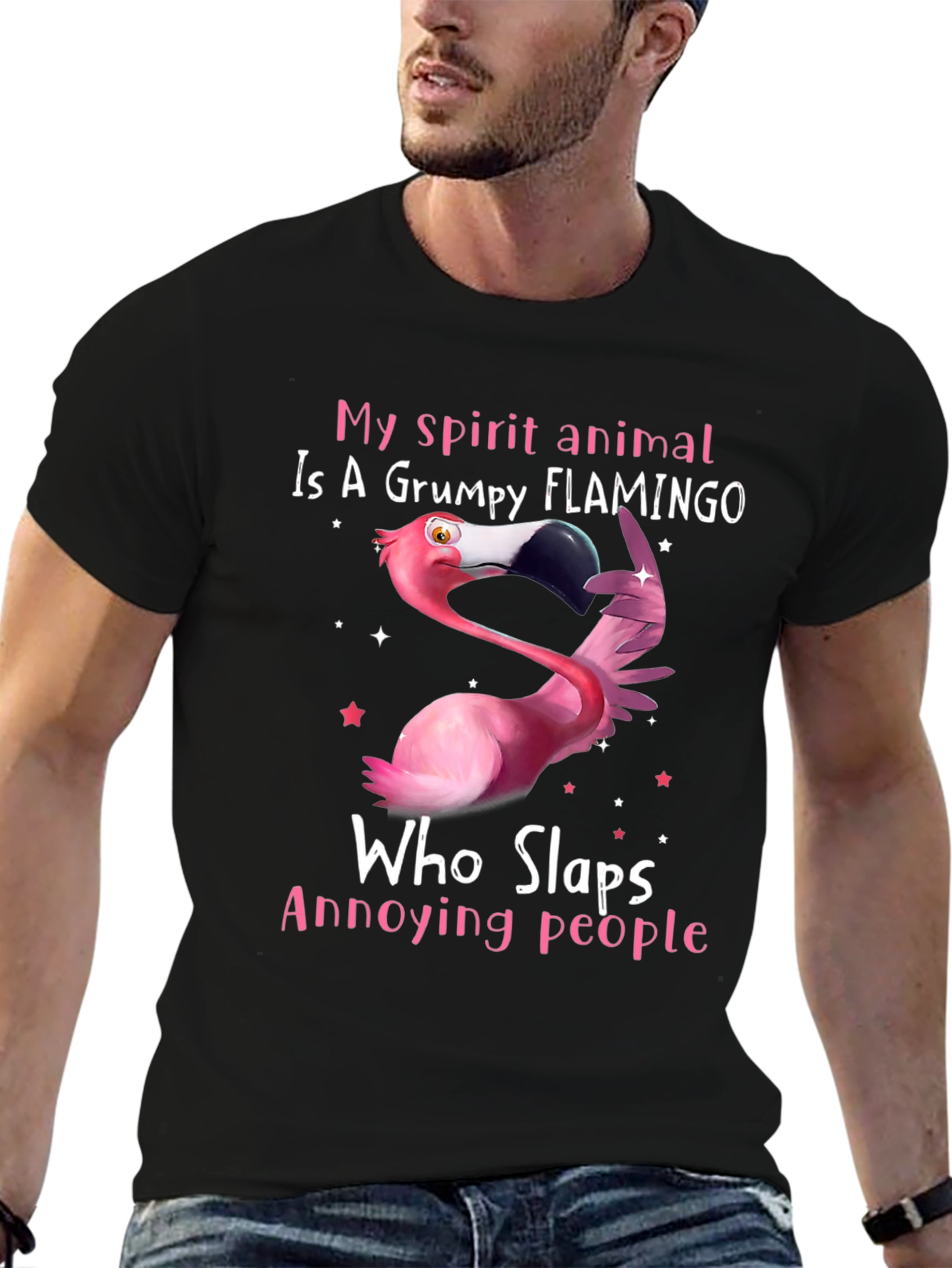 Grumpy Flamingo Slaps Annoying People T-Shirt