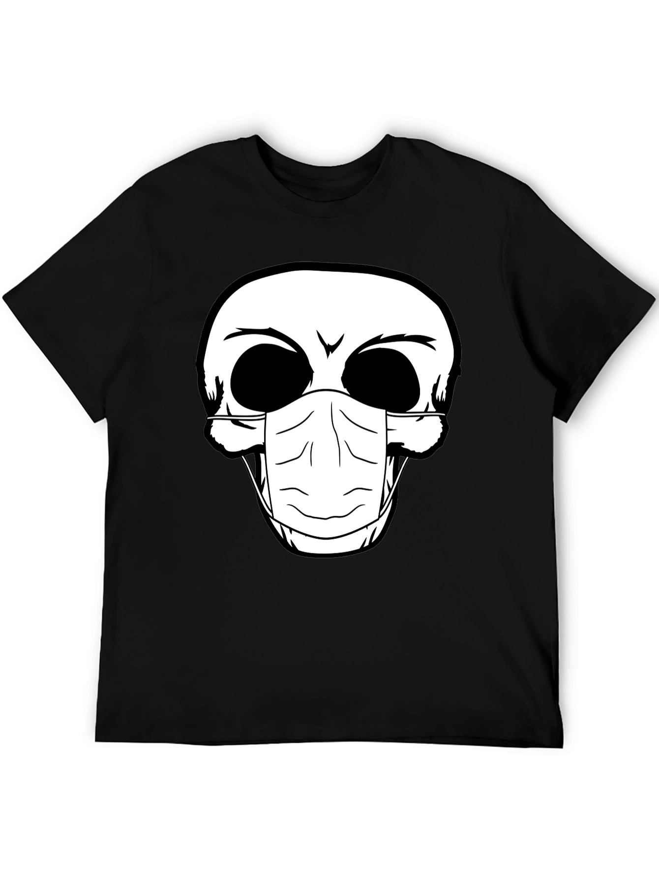 Skull Face Mask Graphic T-Shirt - Black