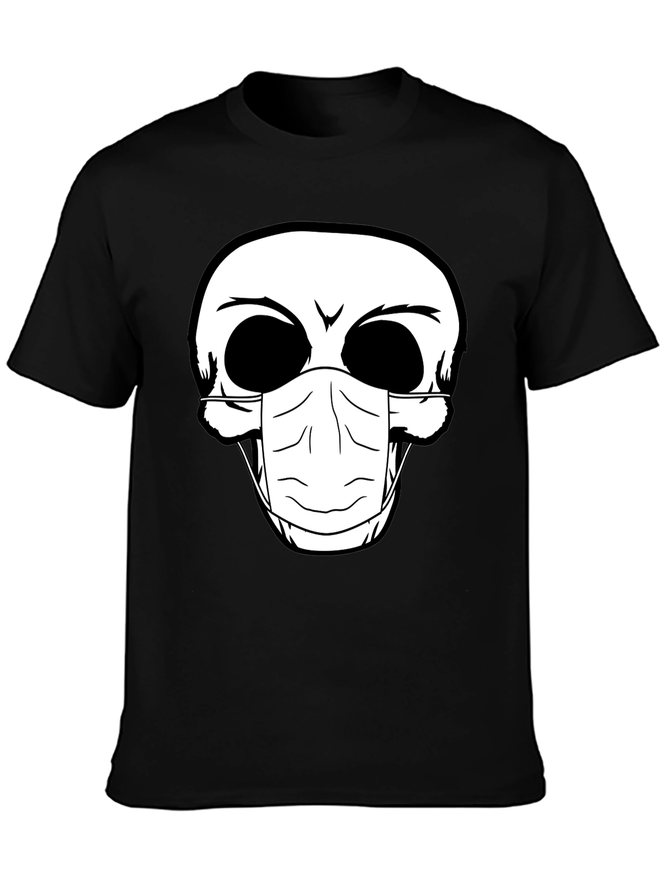 Skull Face Mask Graphic T-Shirt - Black