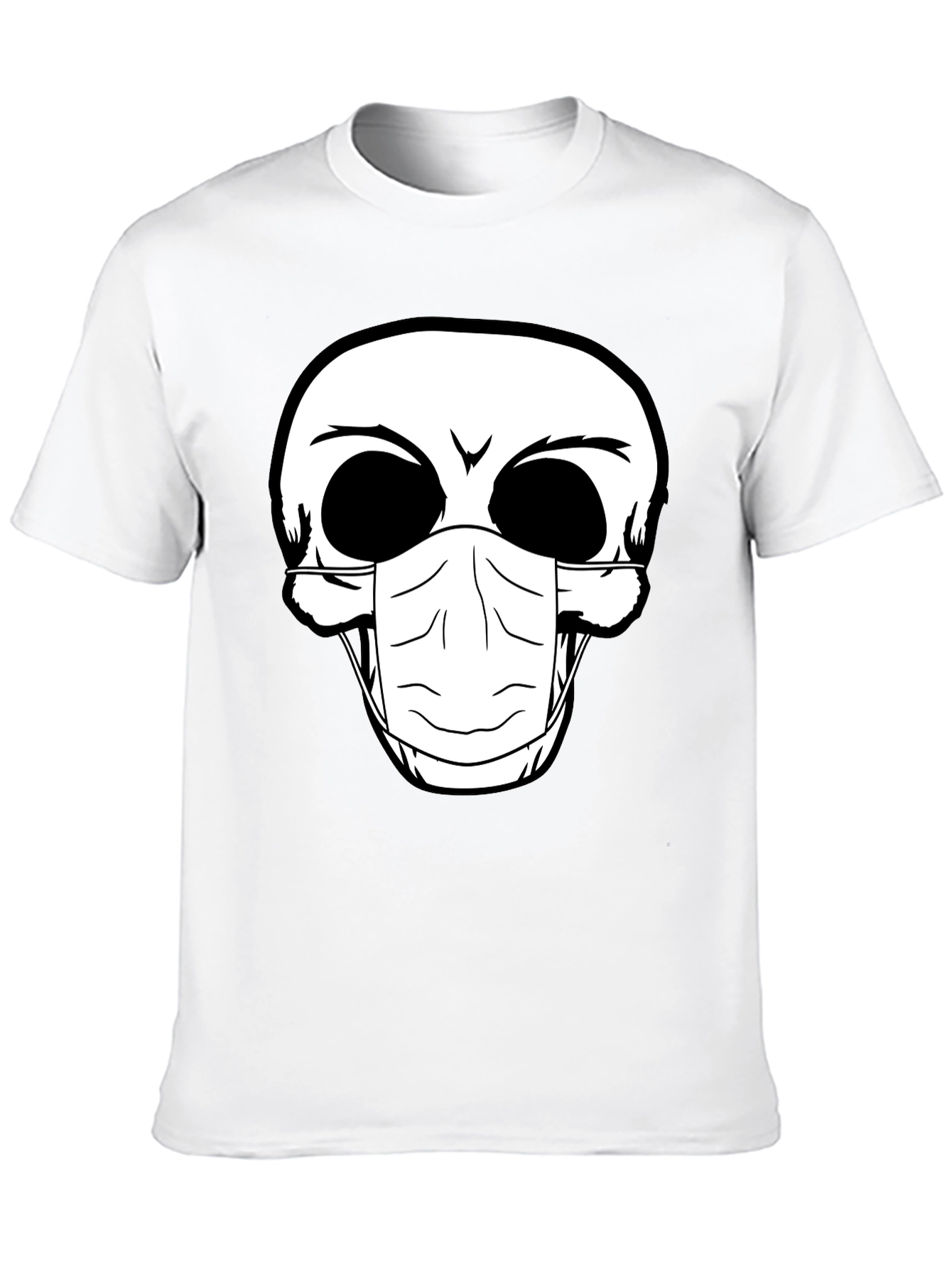 Skull Face Mask Graphic T-Shirt - Black