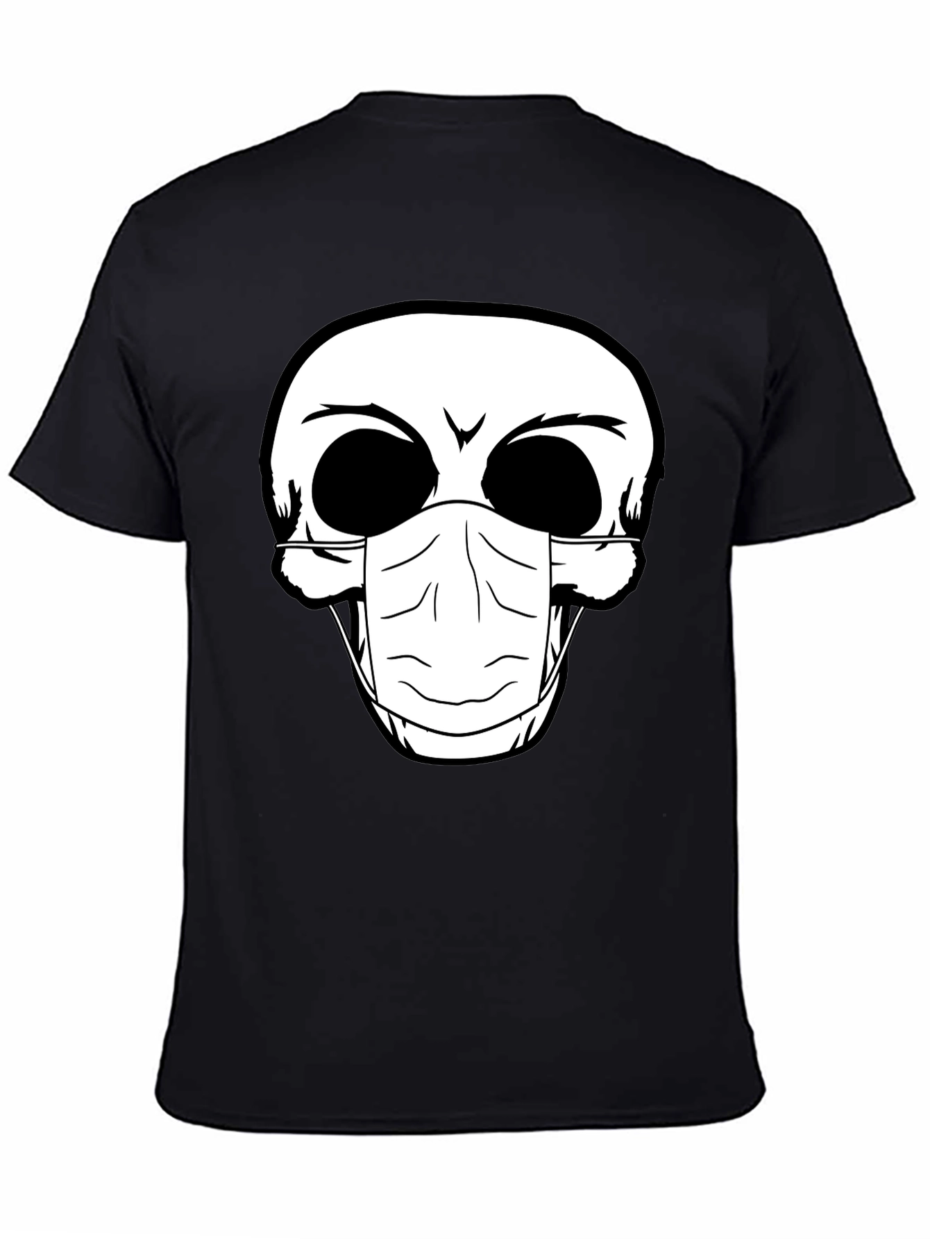 Skull Face Mask Graphic T-Shirt - Black
