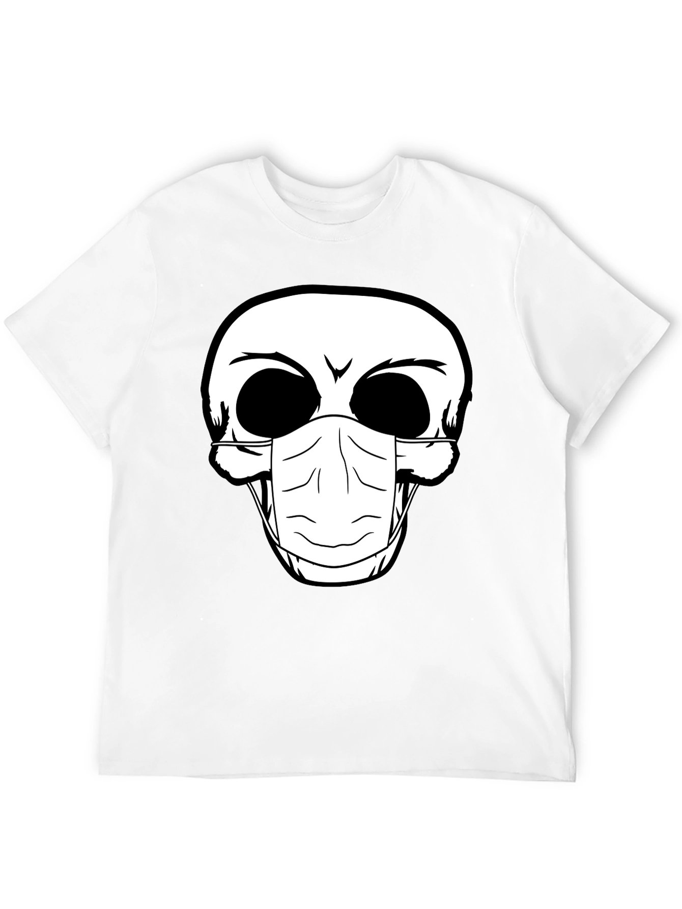 Skull Face Mask Graphic T-Shirt - Black