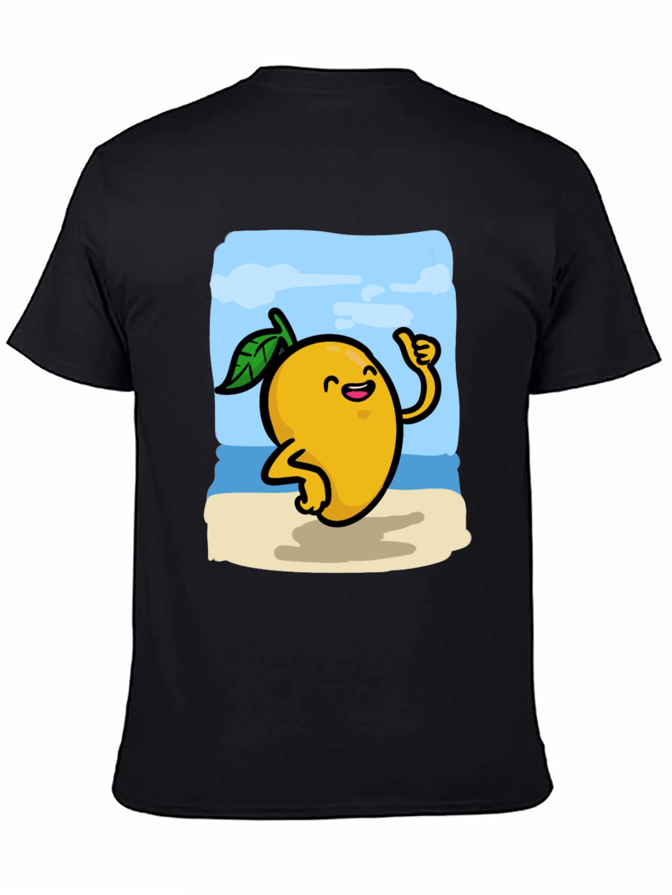 Mango Beach Cartoon Black T-Shirt