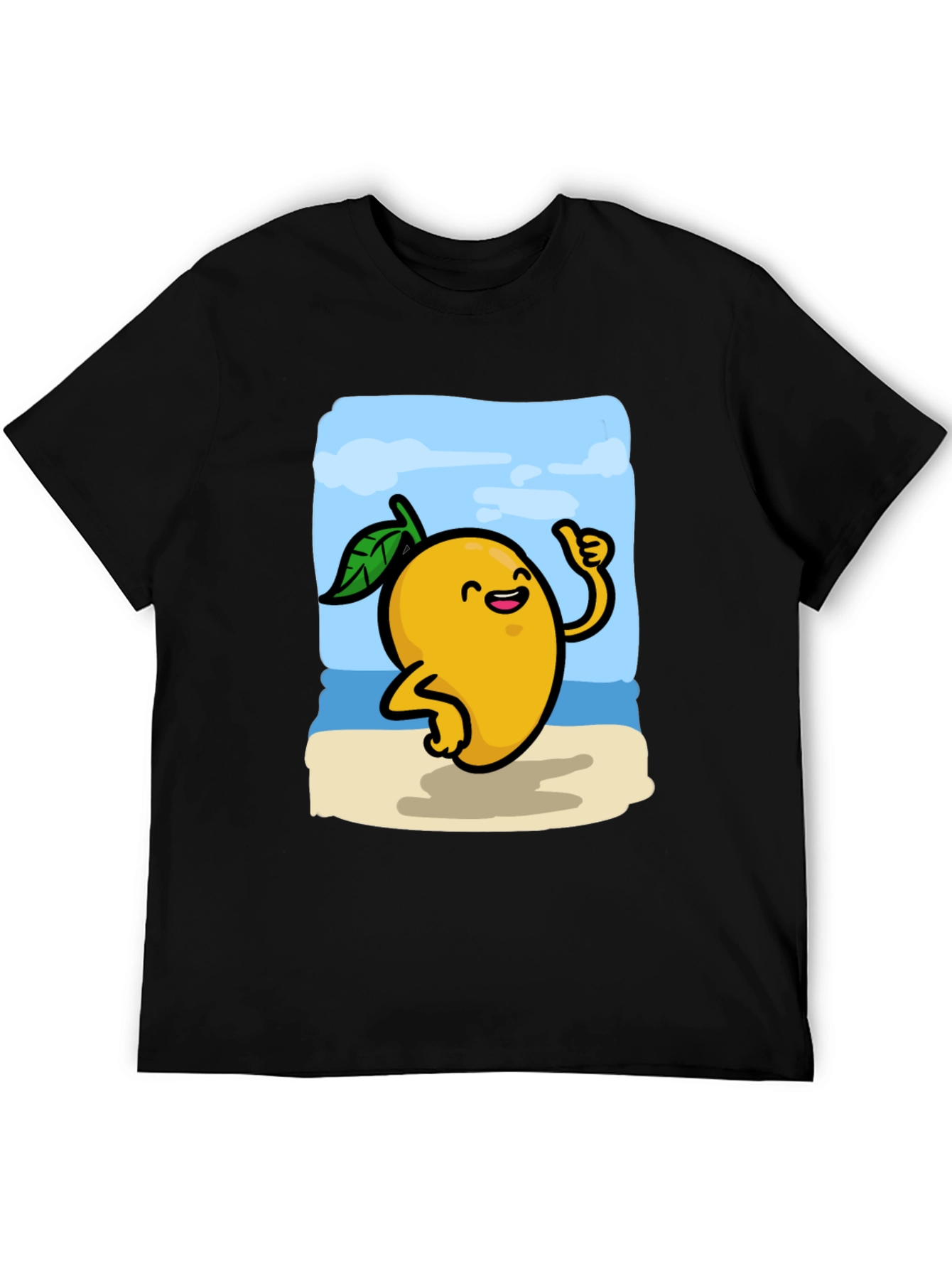 Mango Beach Cartoon Black T-Shirt