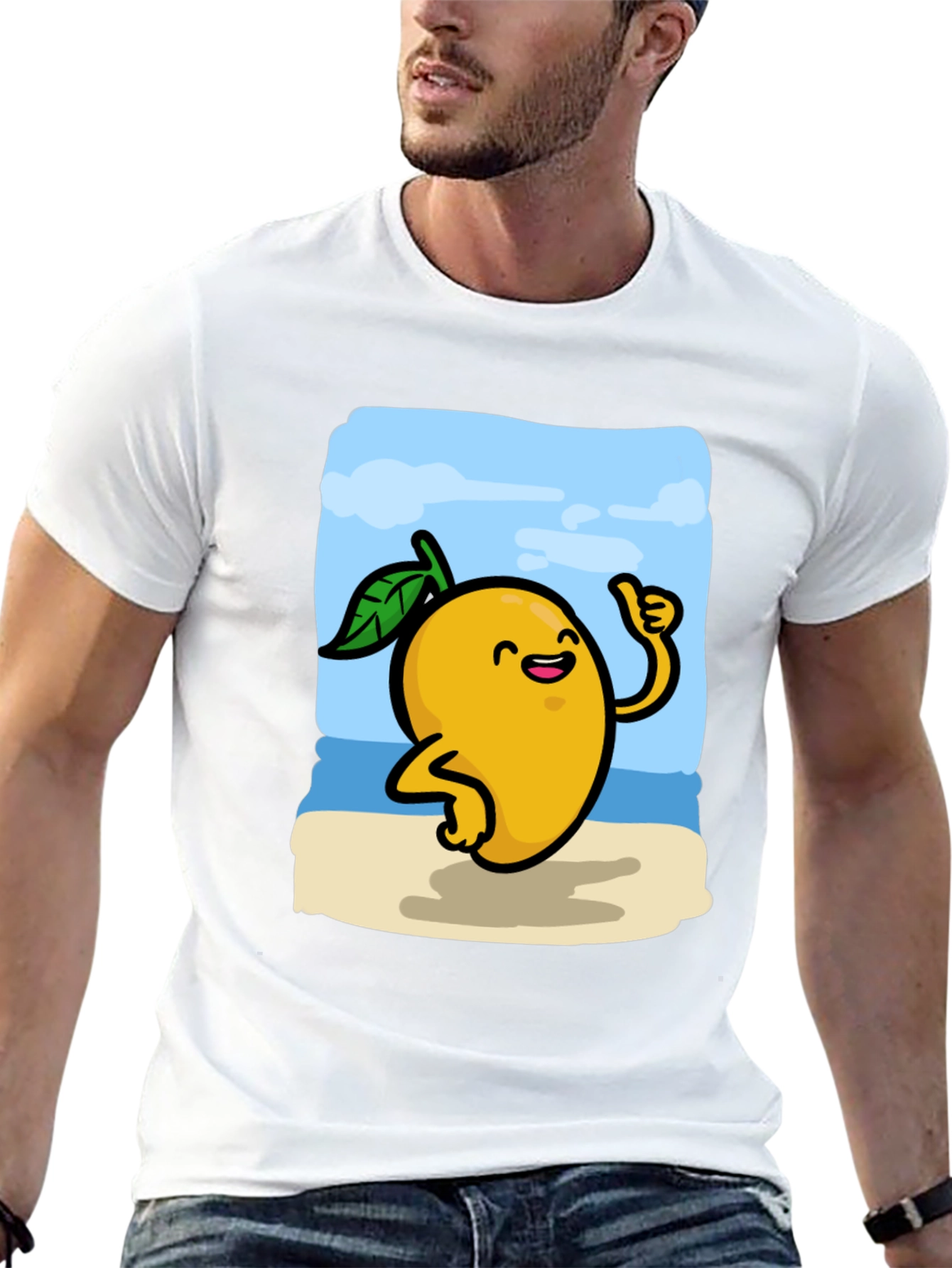Mango Beach Cartoon Black T-Shirt