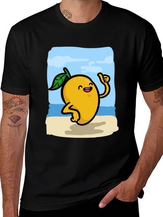Mango Beach Cartoon Black T-Shirt