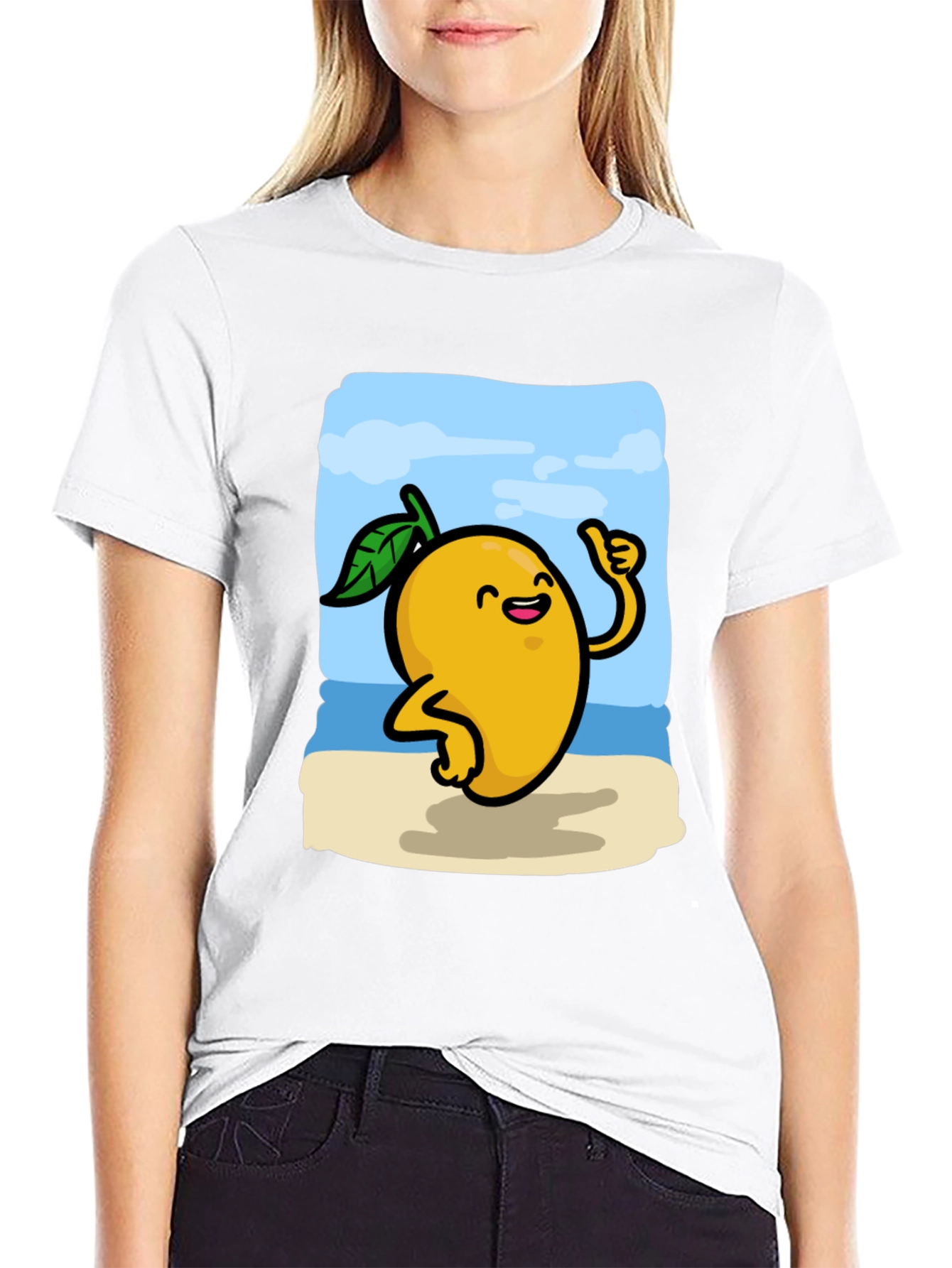Mango Beach Cartoon Black T-Shirt