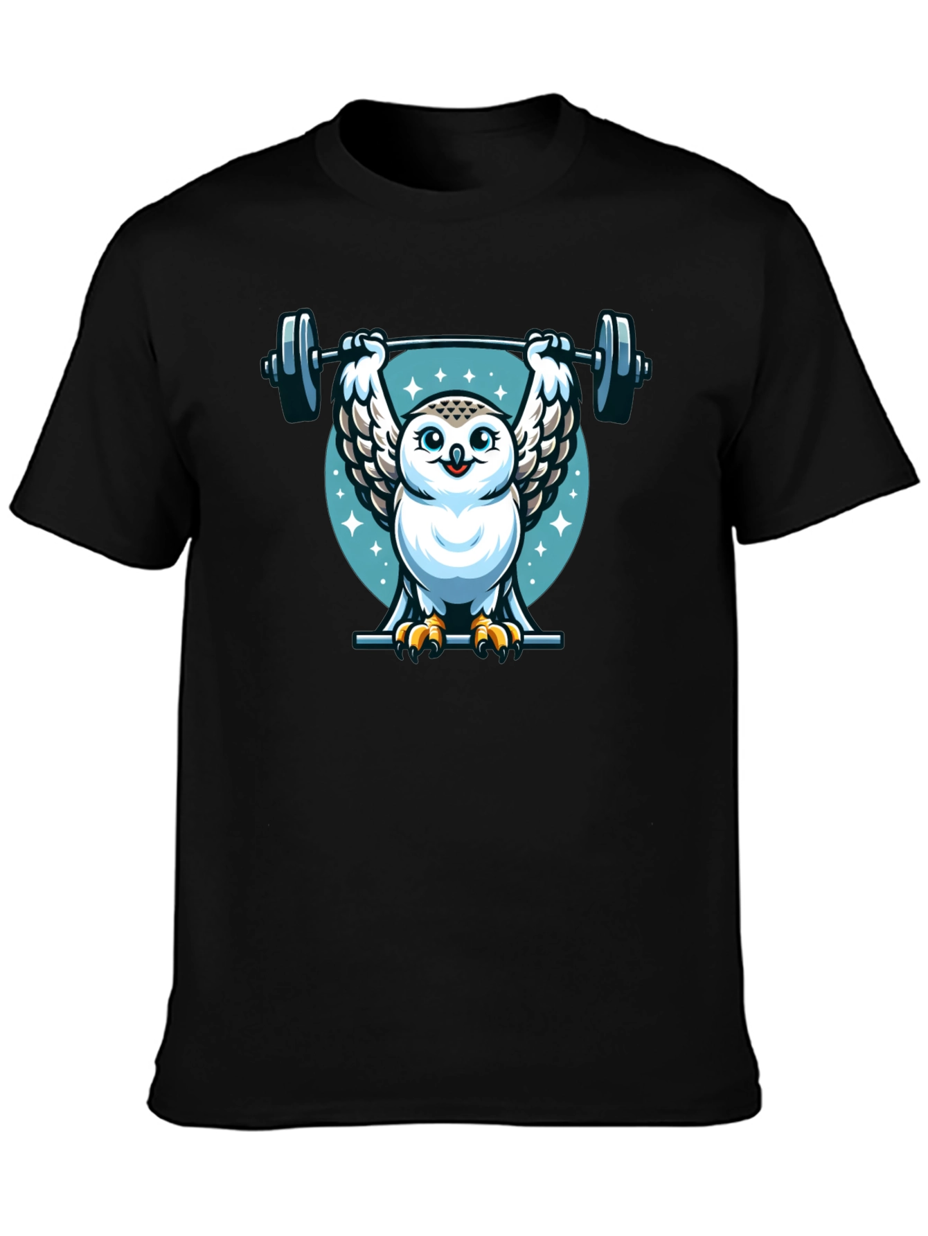 Owl Lifting Barbell Graphic Tee - Fitness Design