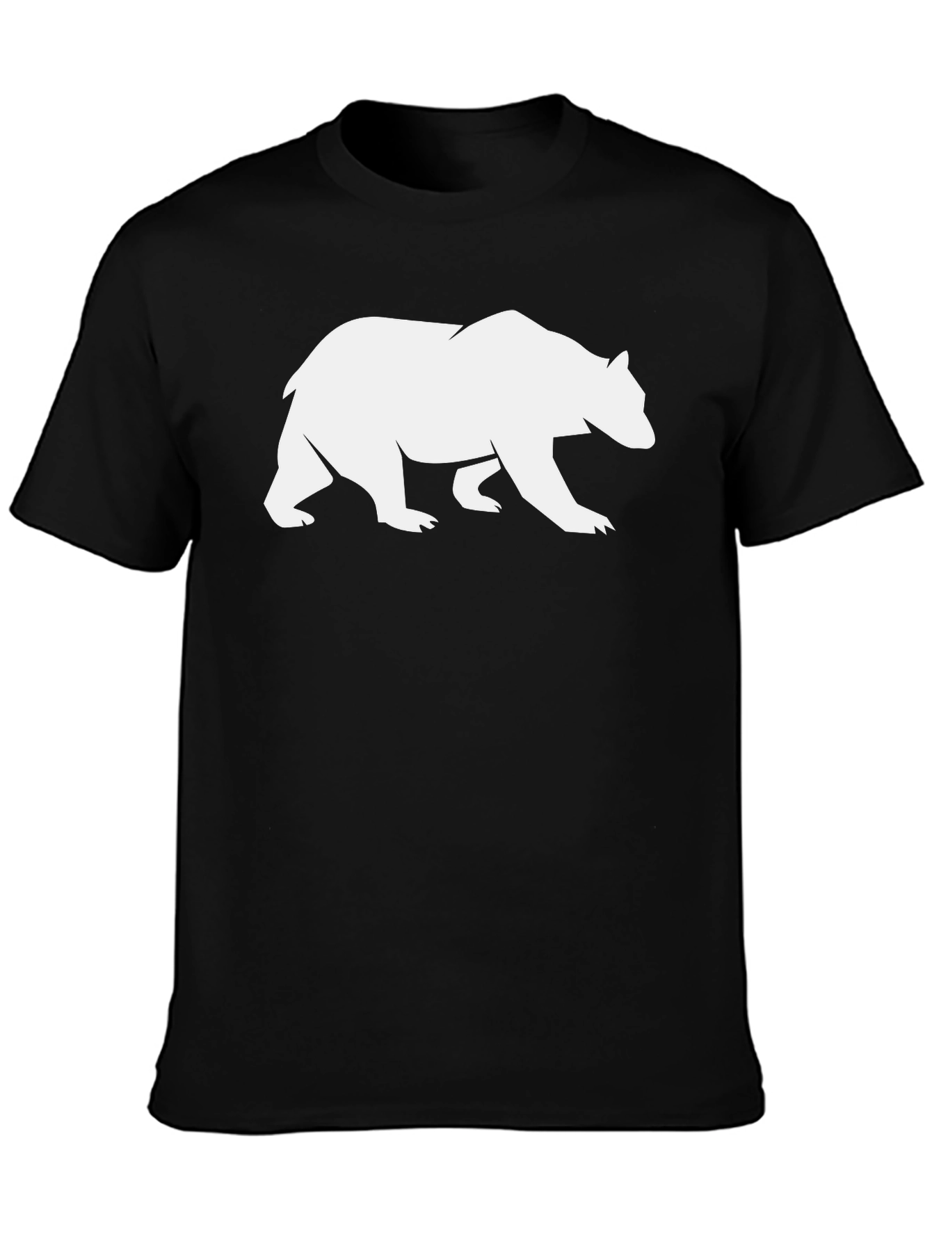 Bear Silhouette Graphic Tee - Black Cotton Casual