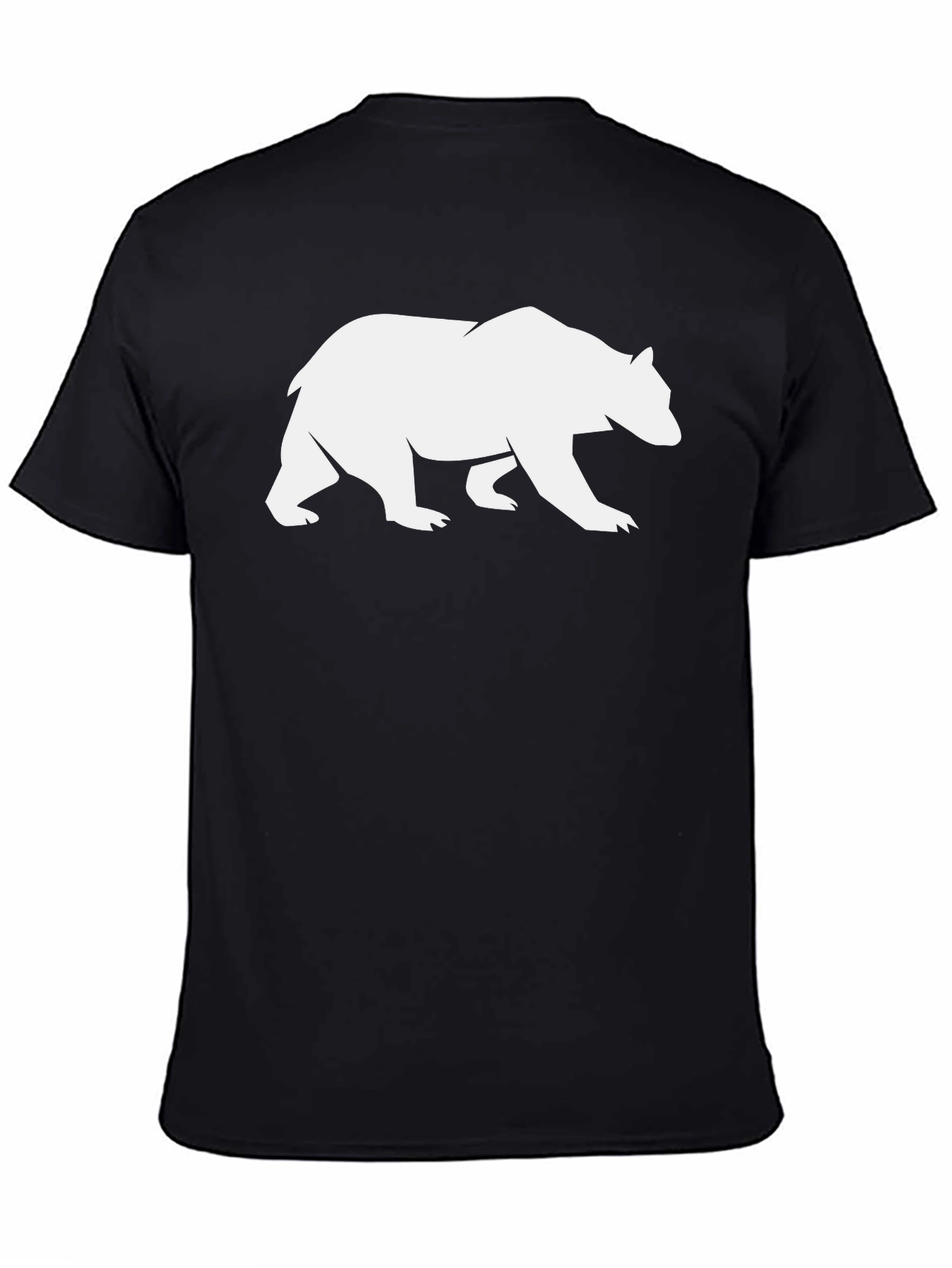 Bear Silhouette Graphic Tee - Black Cotton Casual