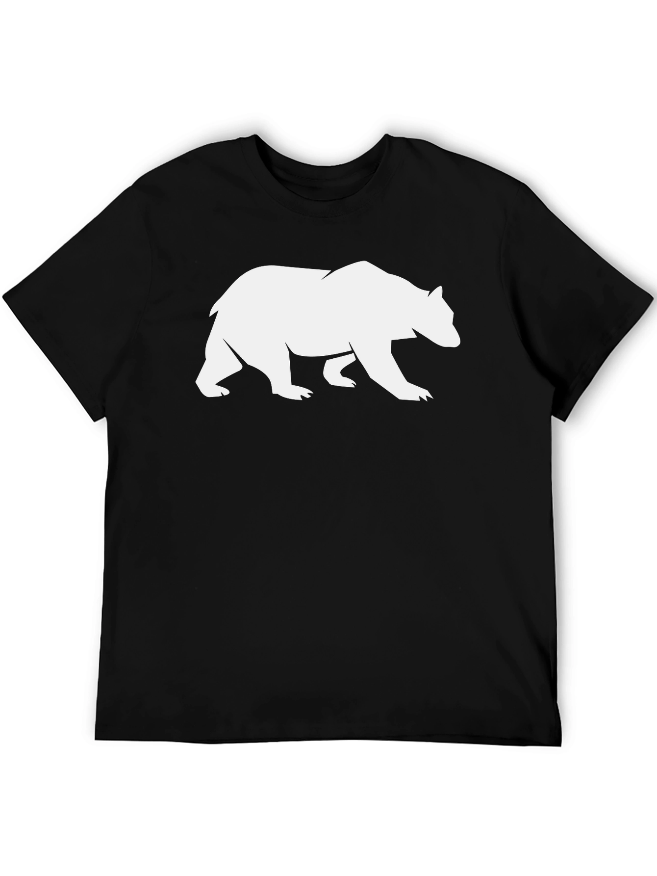 Bear Silhouette Graphic Tee - Black Cotton Casual