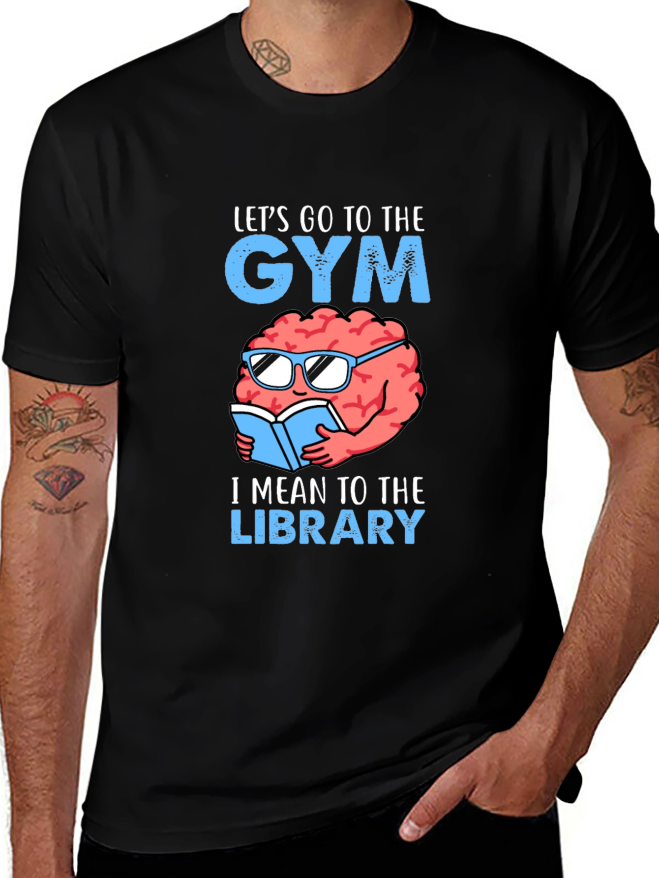 Gym or Library? Funny Brain T-Shirt