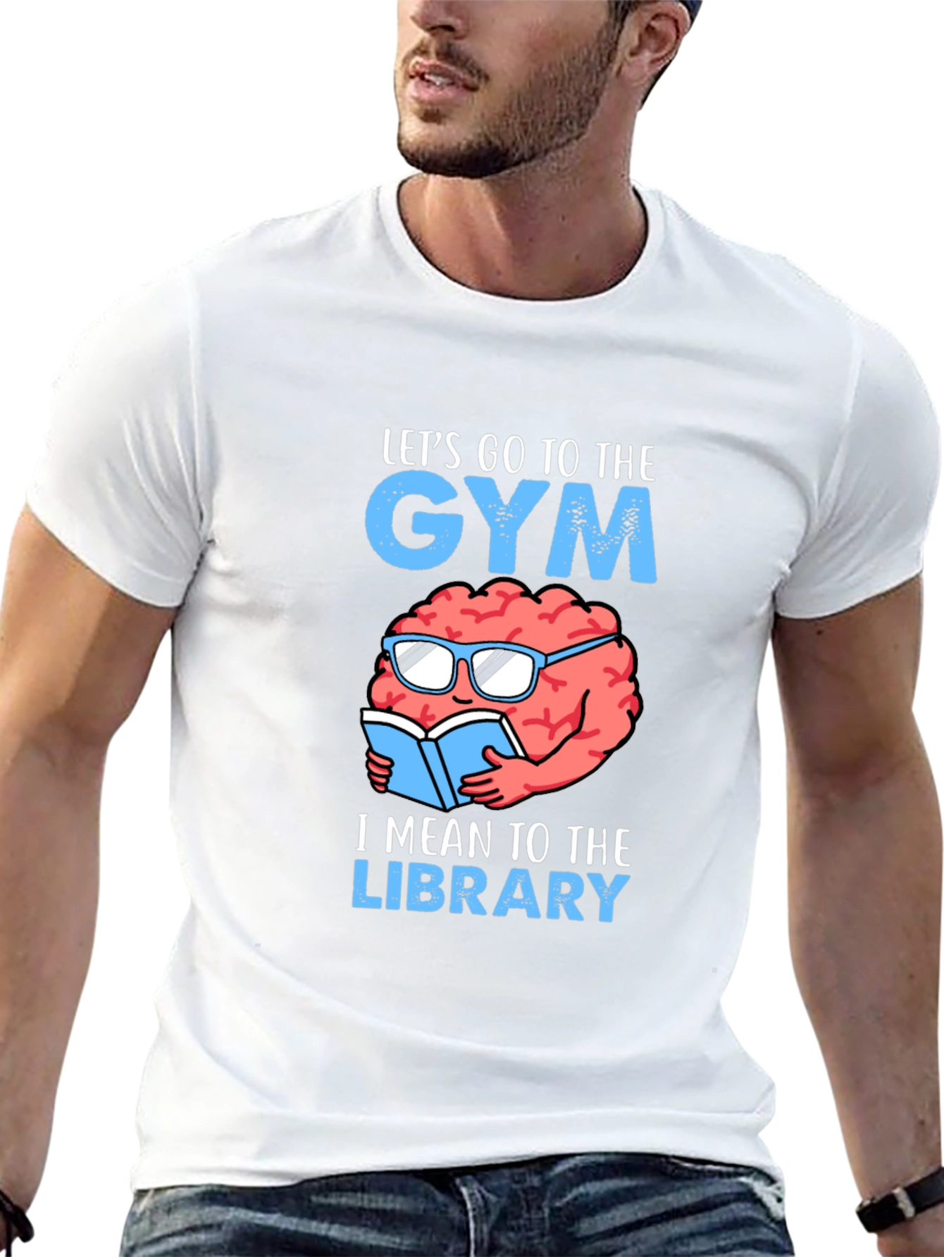 Gym or Library? Funny Brain T-Shirt