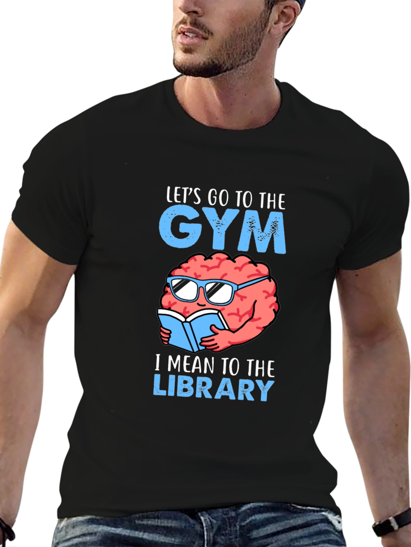 Gym or Library? Funny Brain T-Shirt