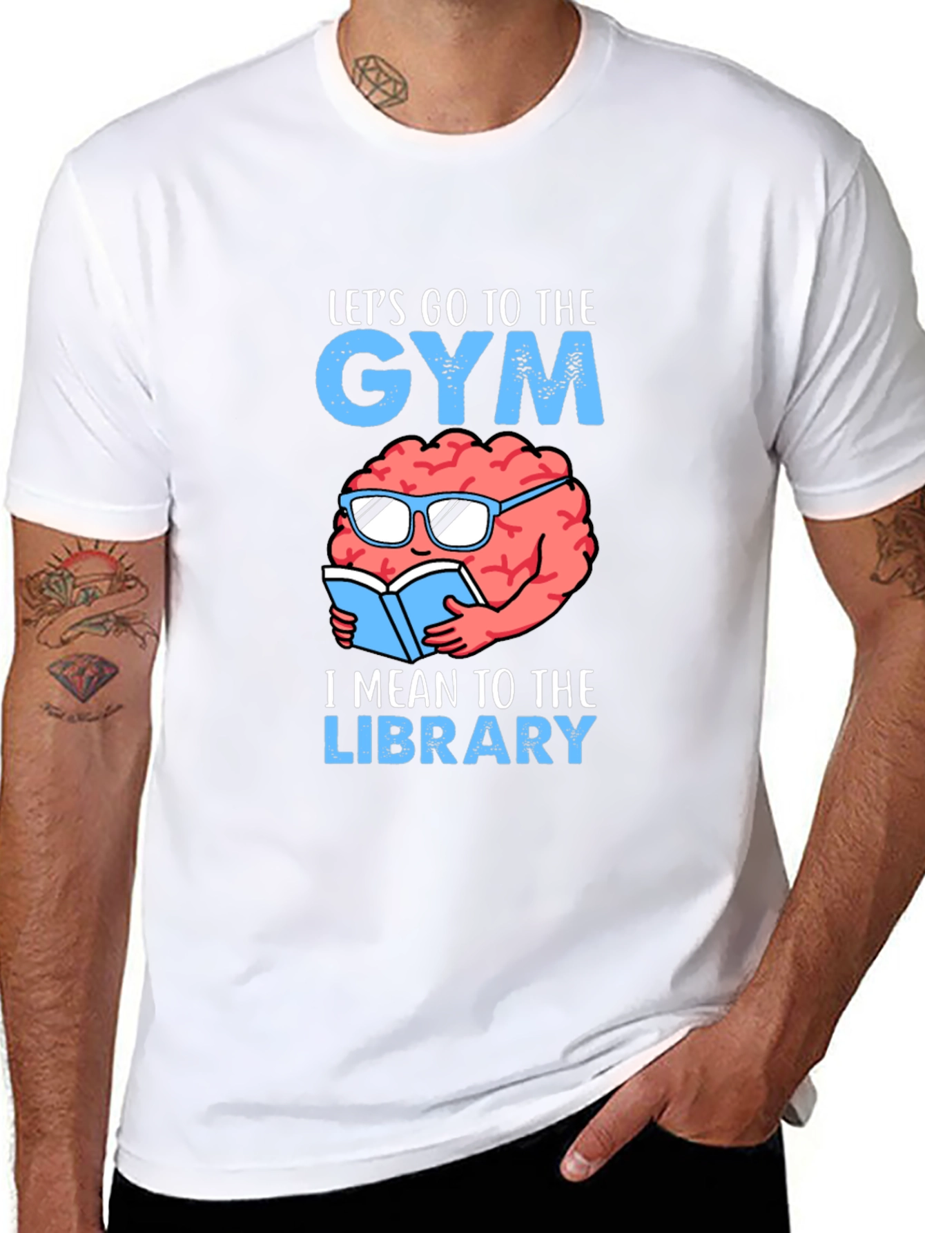 Gym or Library? Funny Brain T-Shirt
