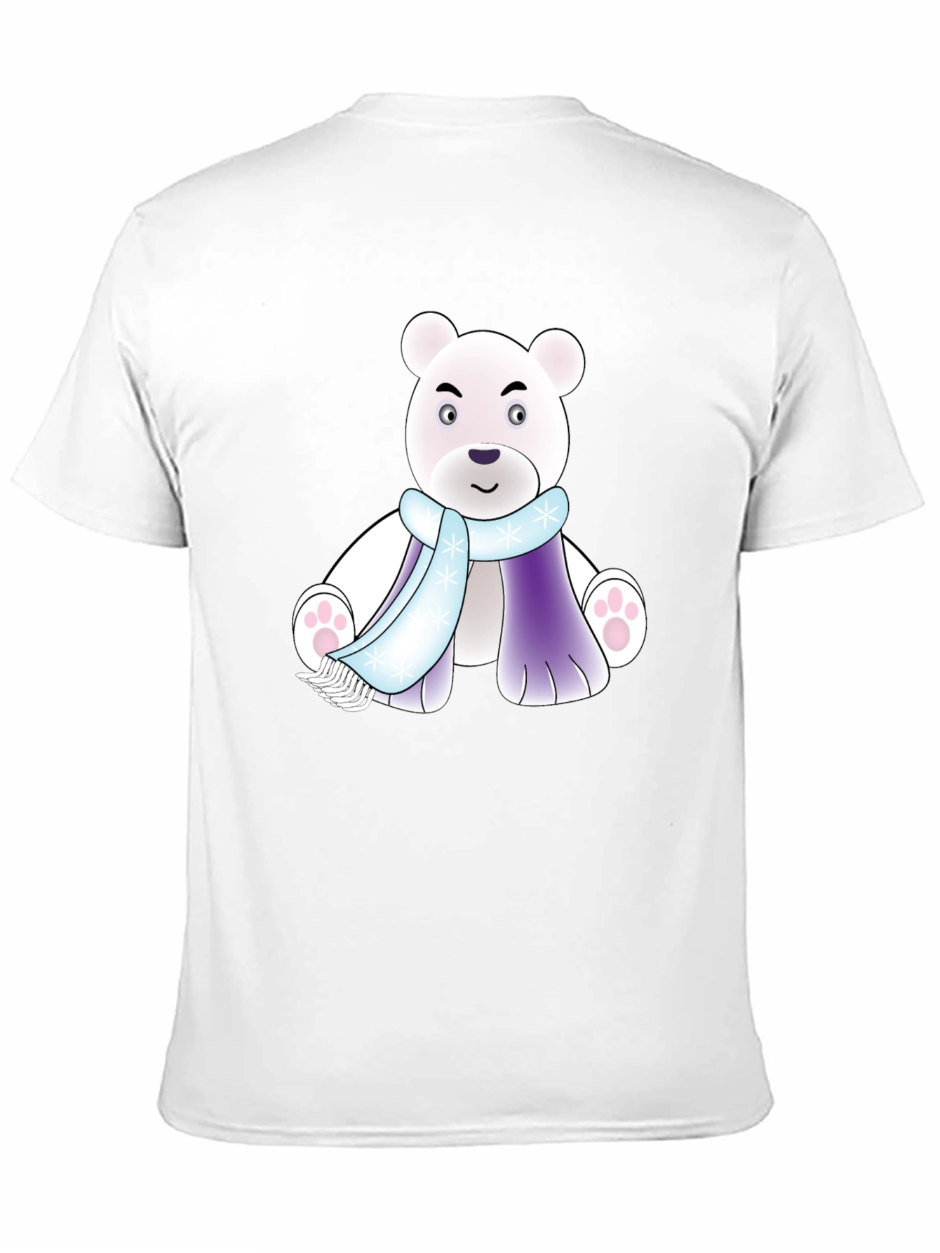 Cartoon Polar Bear T-Shirt - Winter Scarf Design