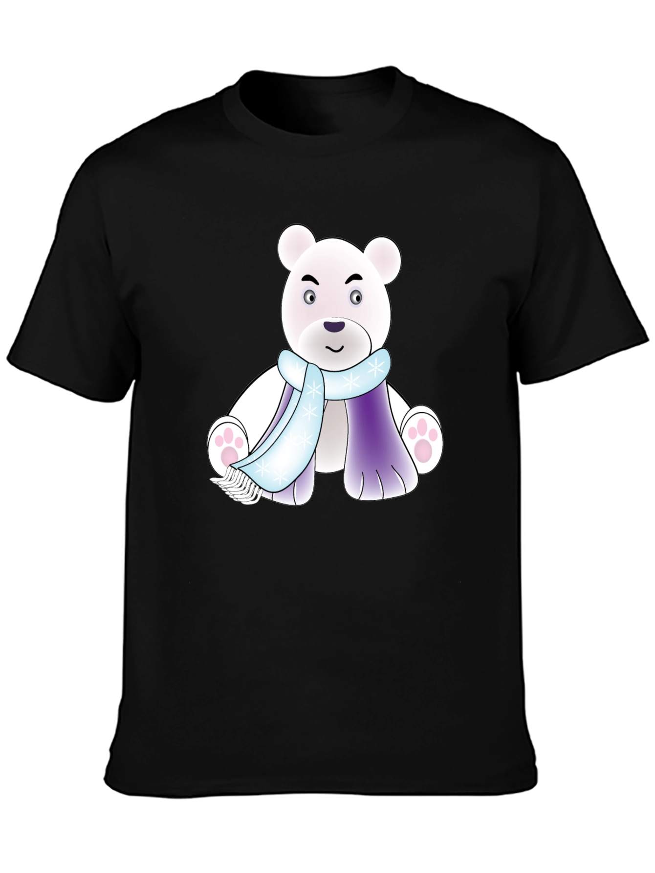Cartoon Polar Bear T-Shirt - Winter Scarf Design