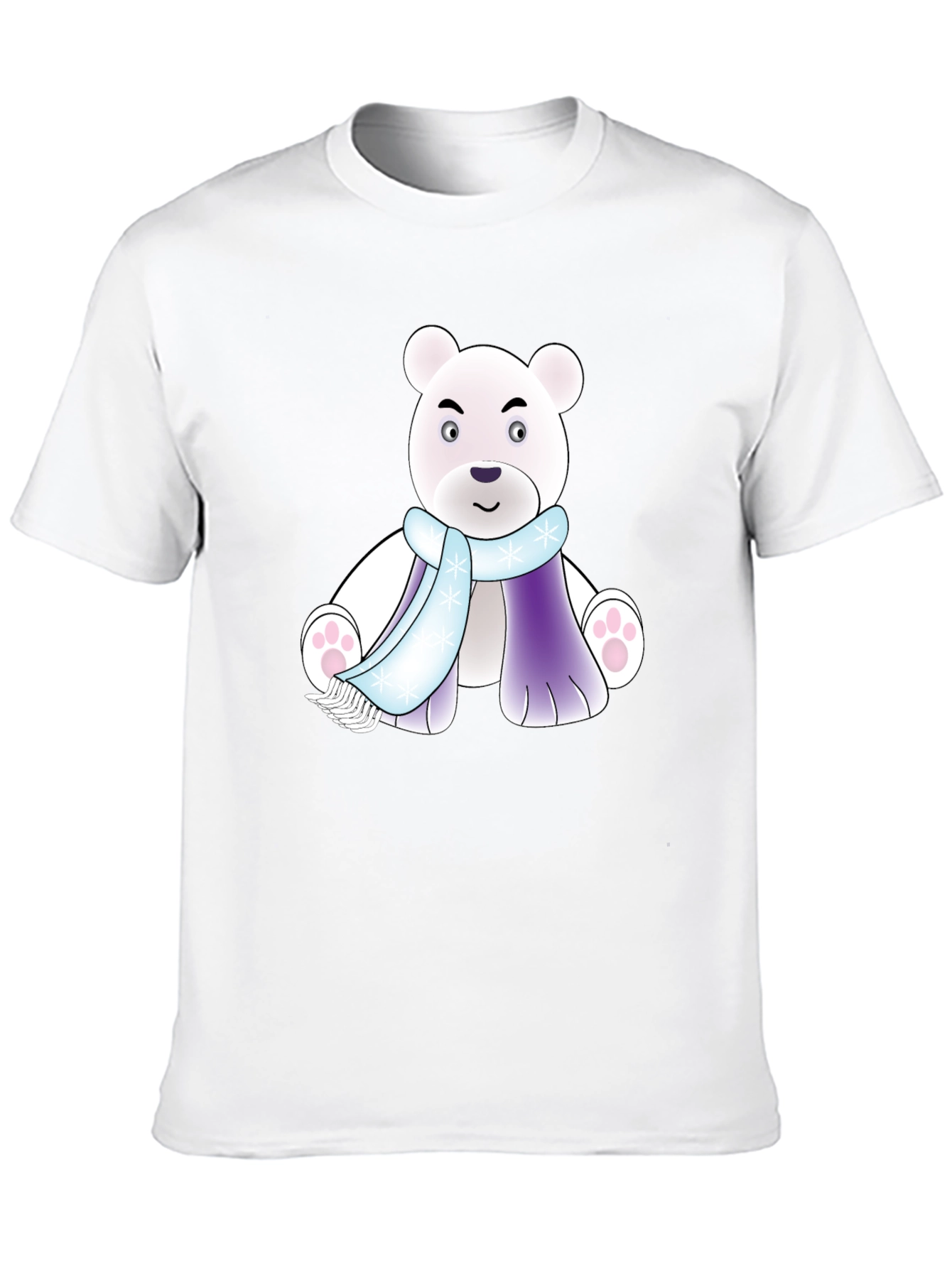 Cartoon Polar Bear T-Shirt - Winter Scarf Design