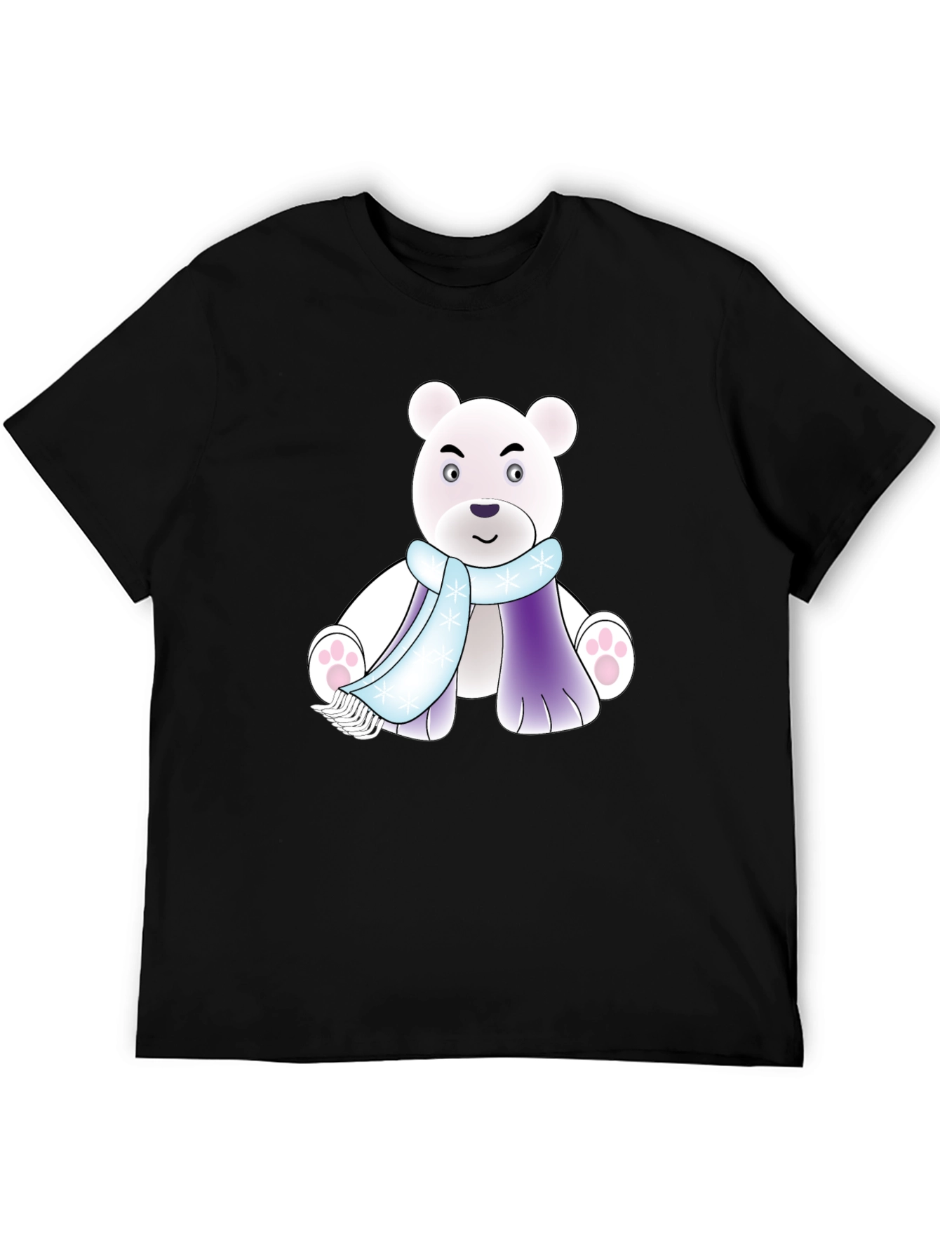 Cartoon Polar Bear T-Shirt - Winter Scarf Design