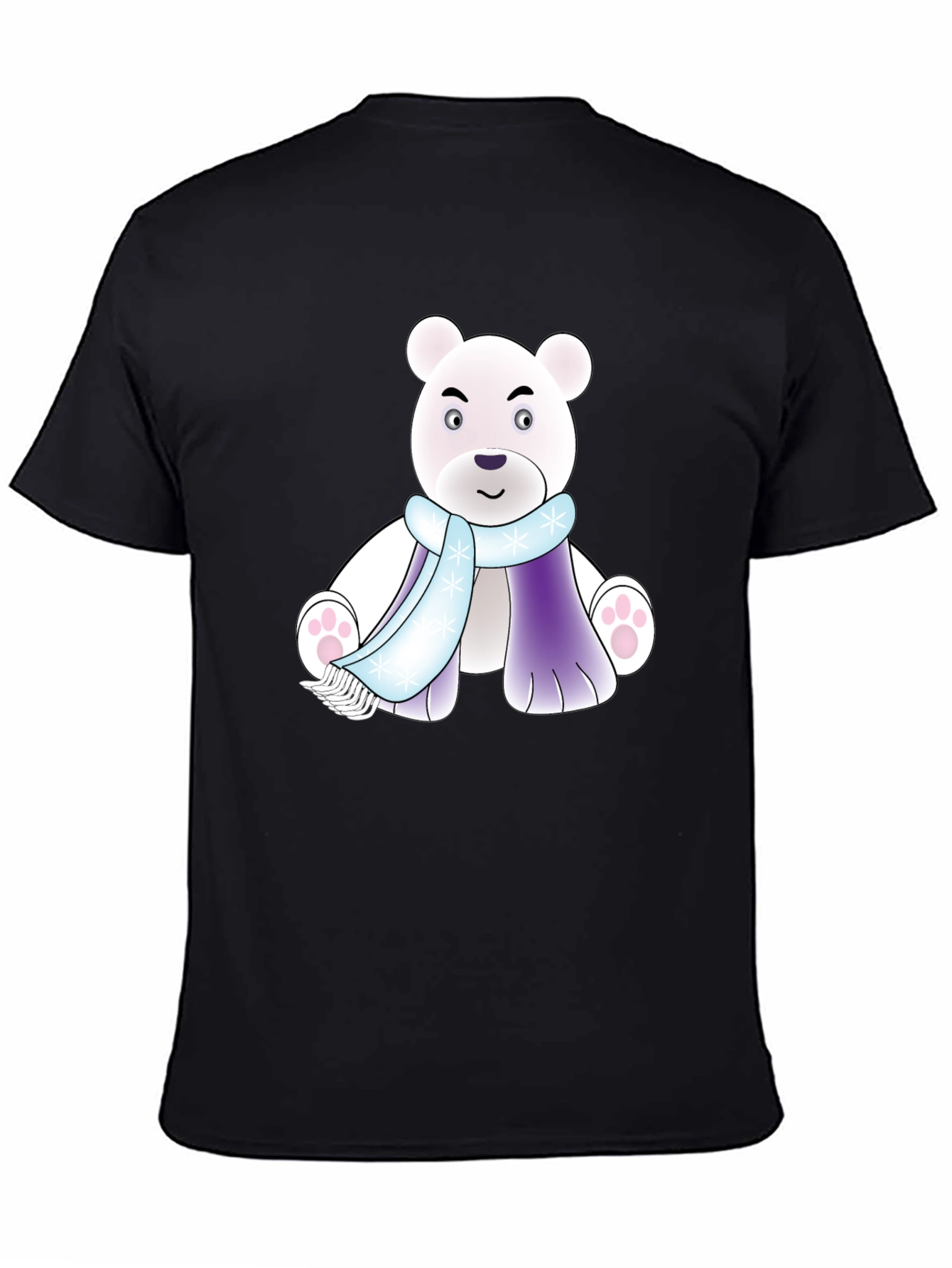 Cartoon Polar Bear T-Shirt - Winter Scarf Design