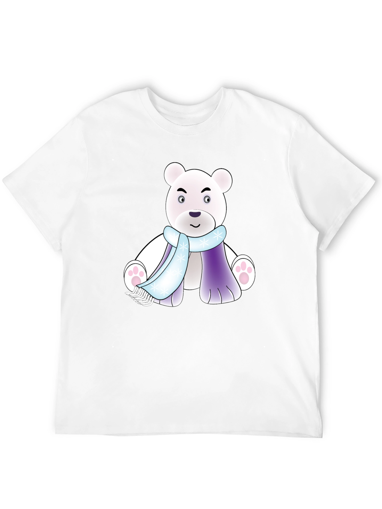 Cartoon Polar Bear T-Shirt - Winter Scarf Design