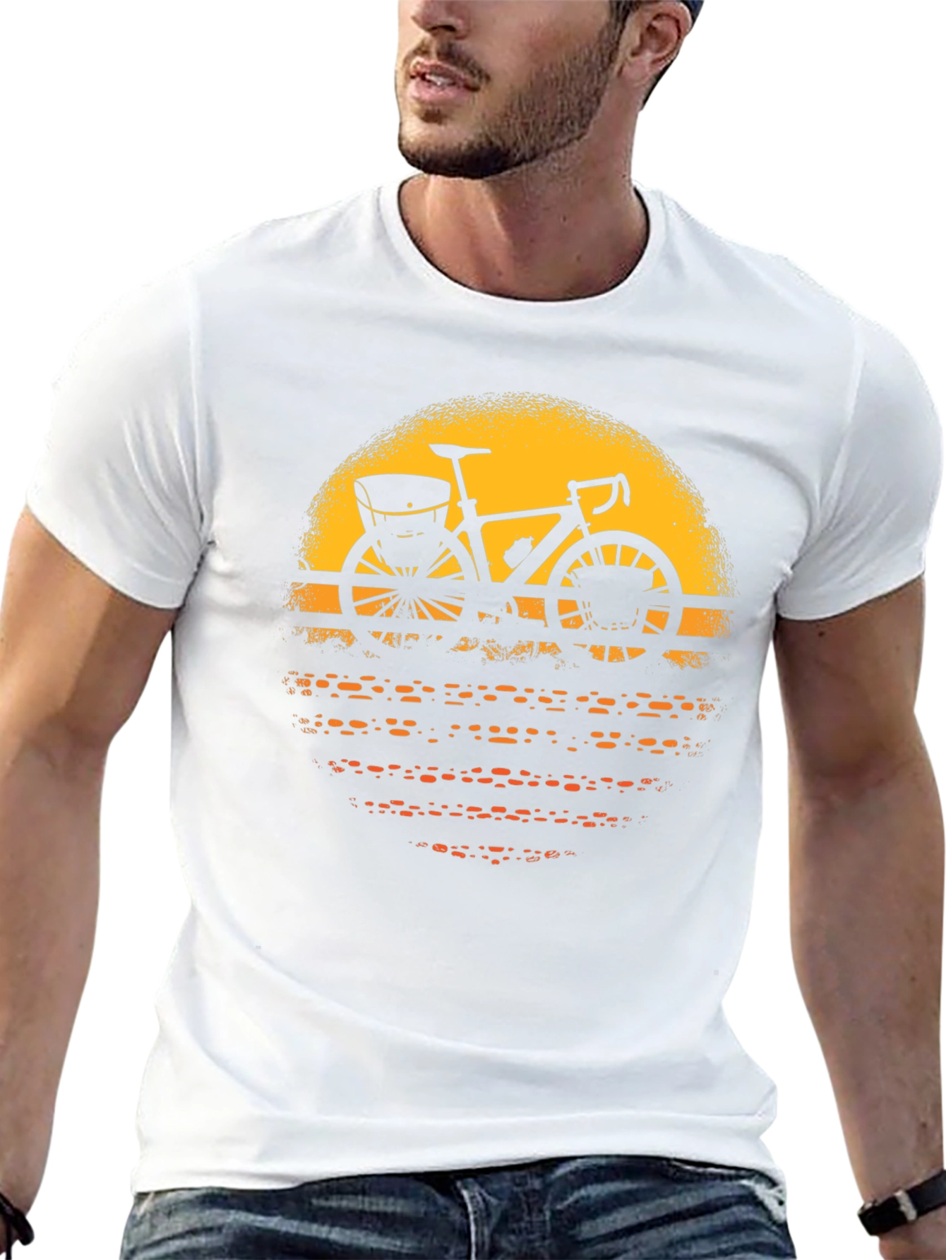 Retro Bicycle Sunset Graphic Tee - Black
