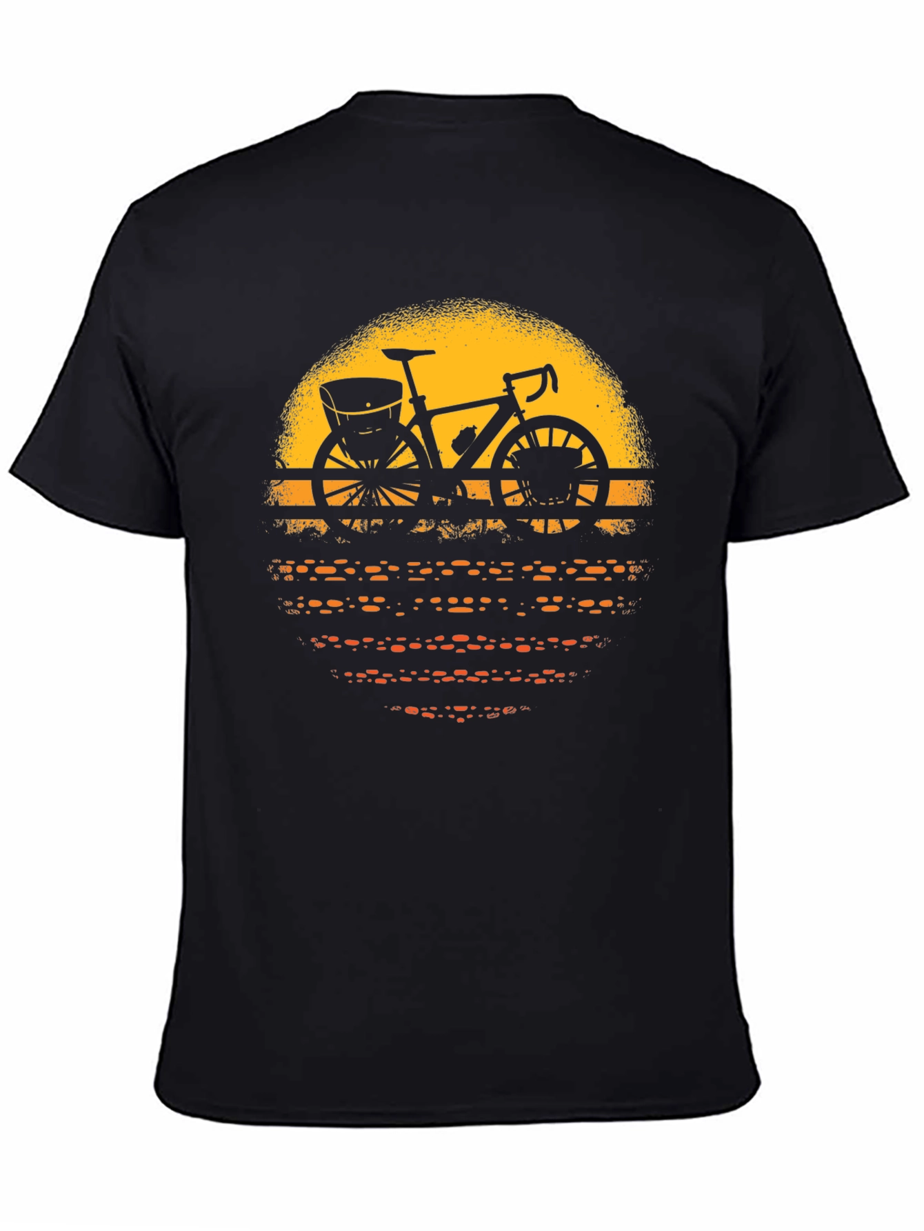 Retro Bicycle Sunset Graphic Tee - Black