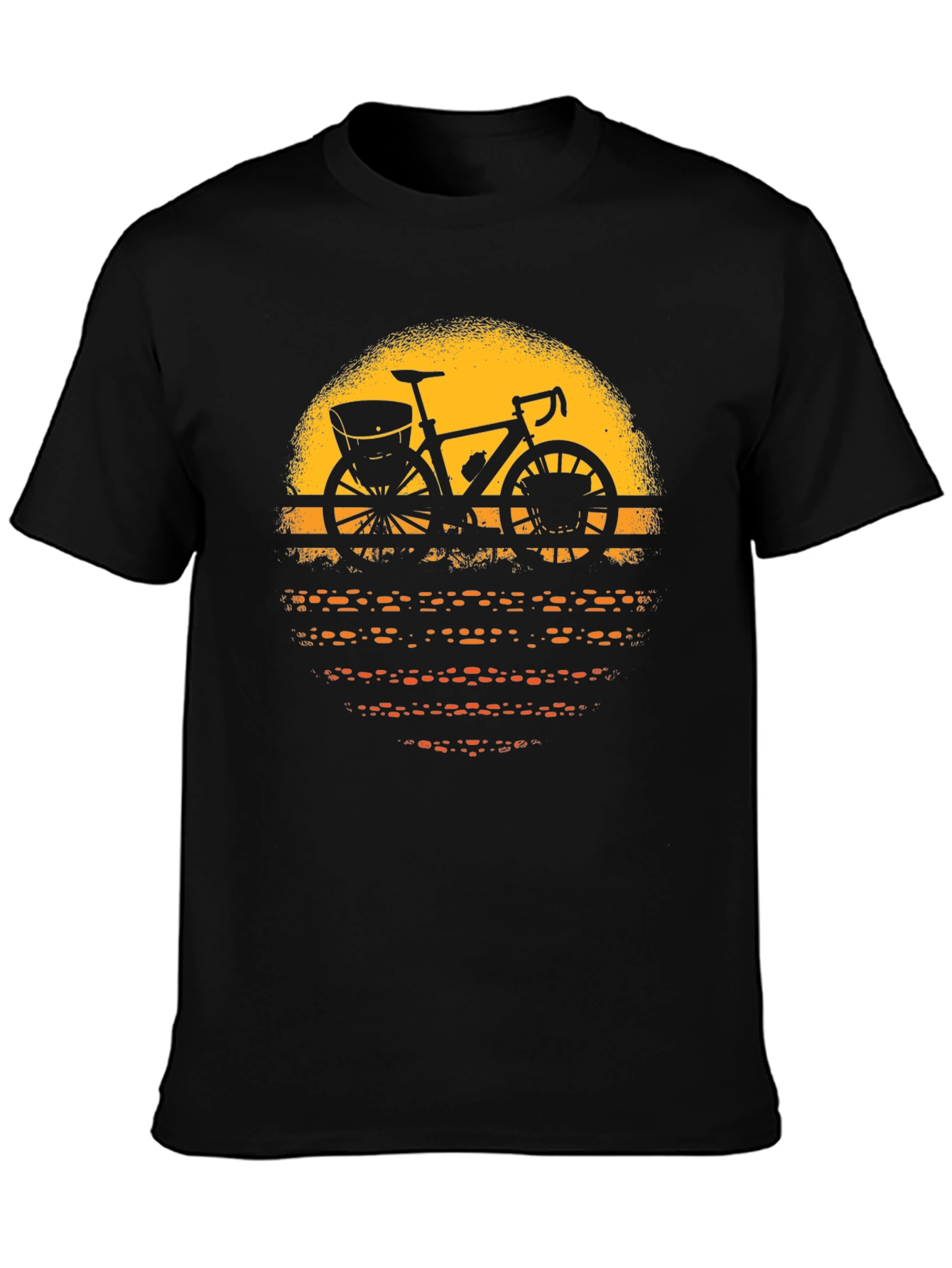 Retro Bicycle Sunset Graphic Tee - Black
