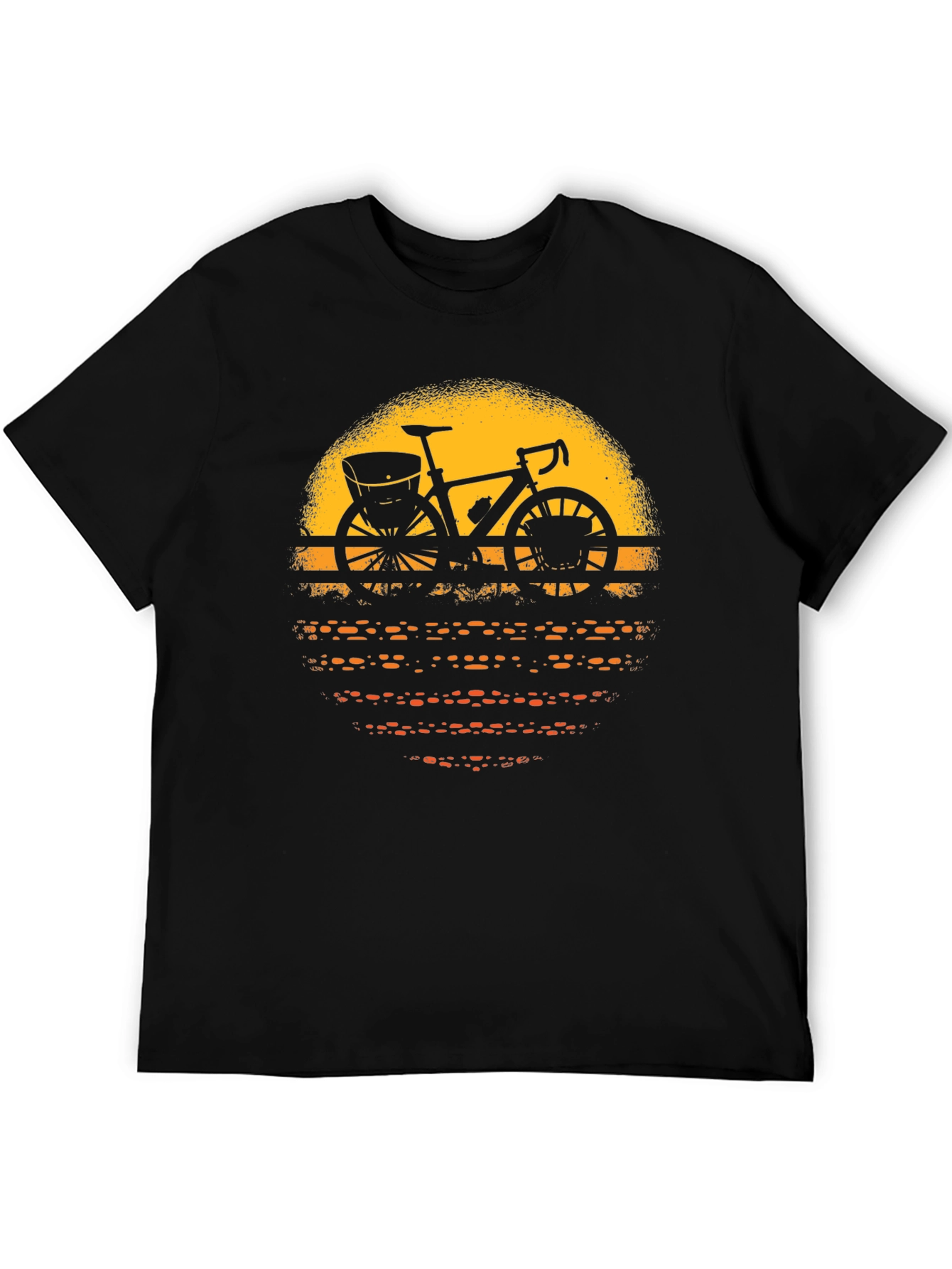 Retro Bicycle Sunset Graphic Tee - Black