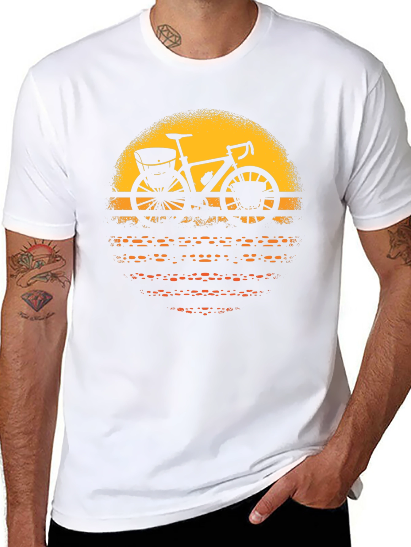 Retro Bicycle Sunset Graphic Tee - Black