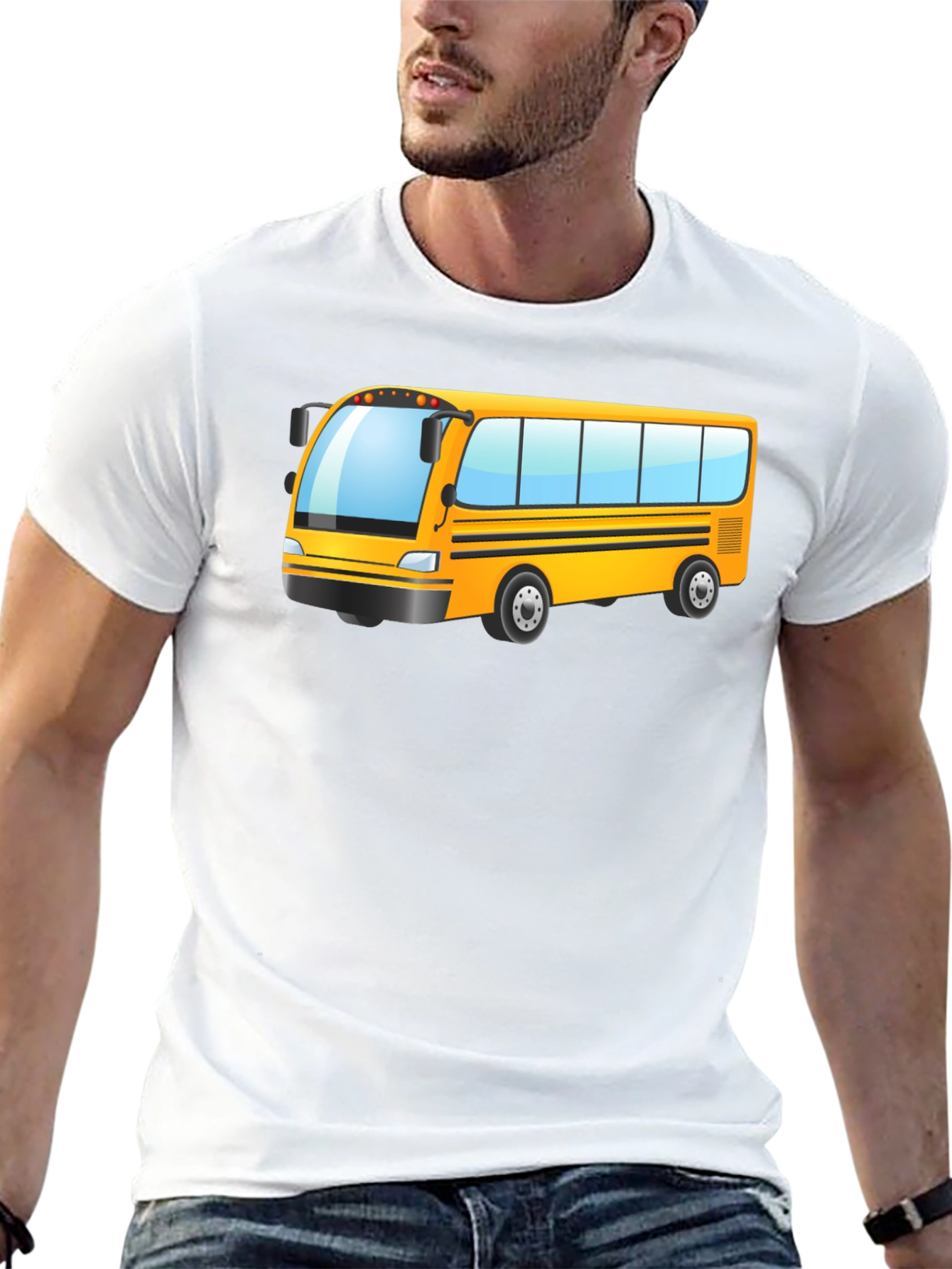 Cartoon School Bus Graphic T-Shirt