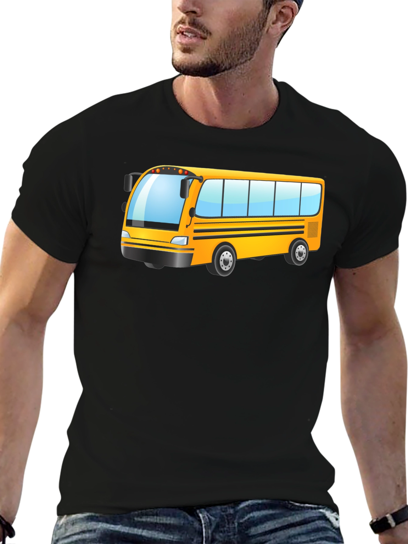 Cartoon School Bus Graphic T-Shirt