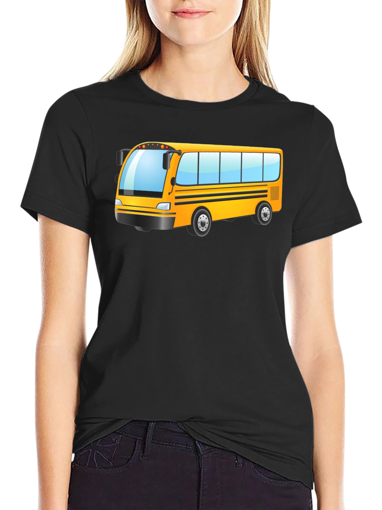 Cartoon School Bus Graphic T-Shirt