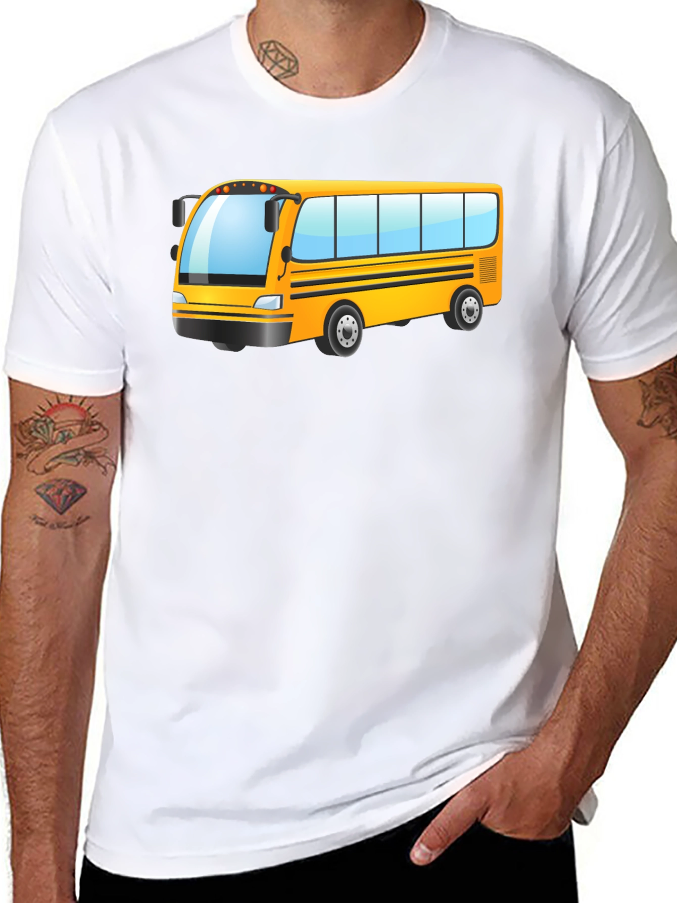 Cartoon School Bus Graphic T-Shirt