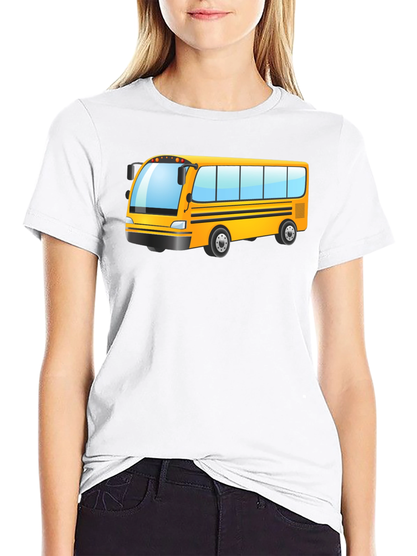 Cartoon School Bus Graphic T-Shirt