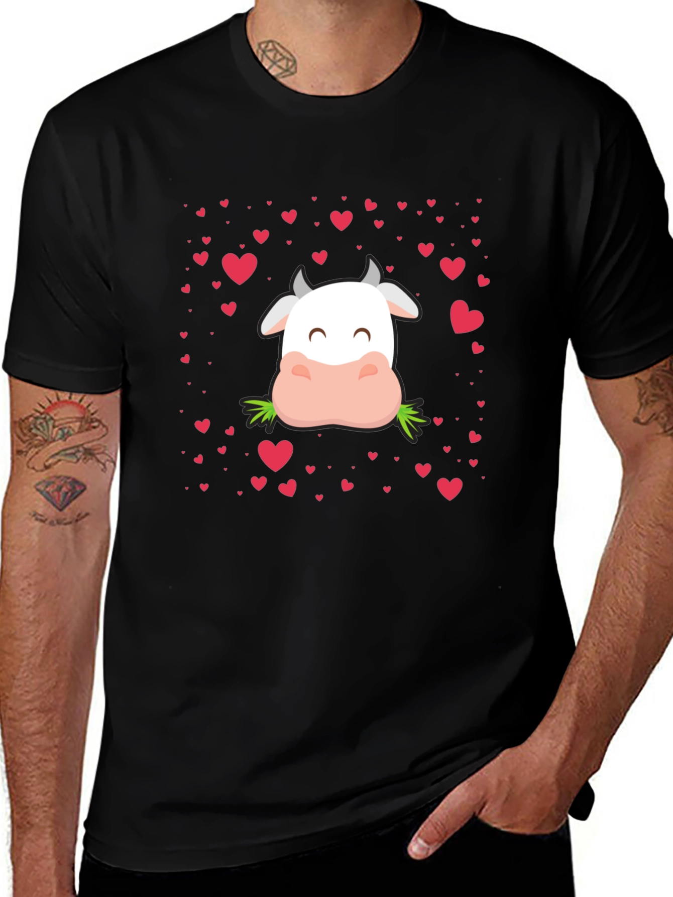 Cute Cow Valentines Day Graphic Tee