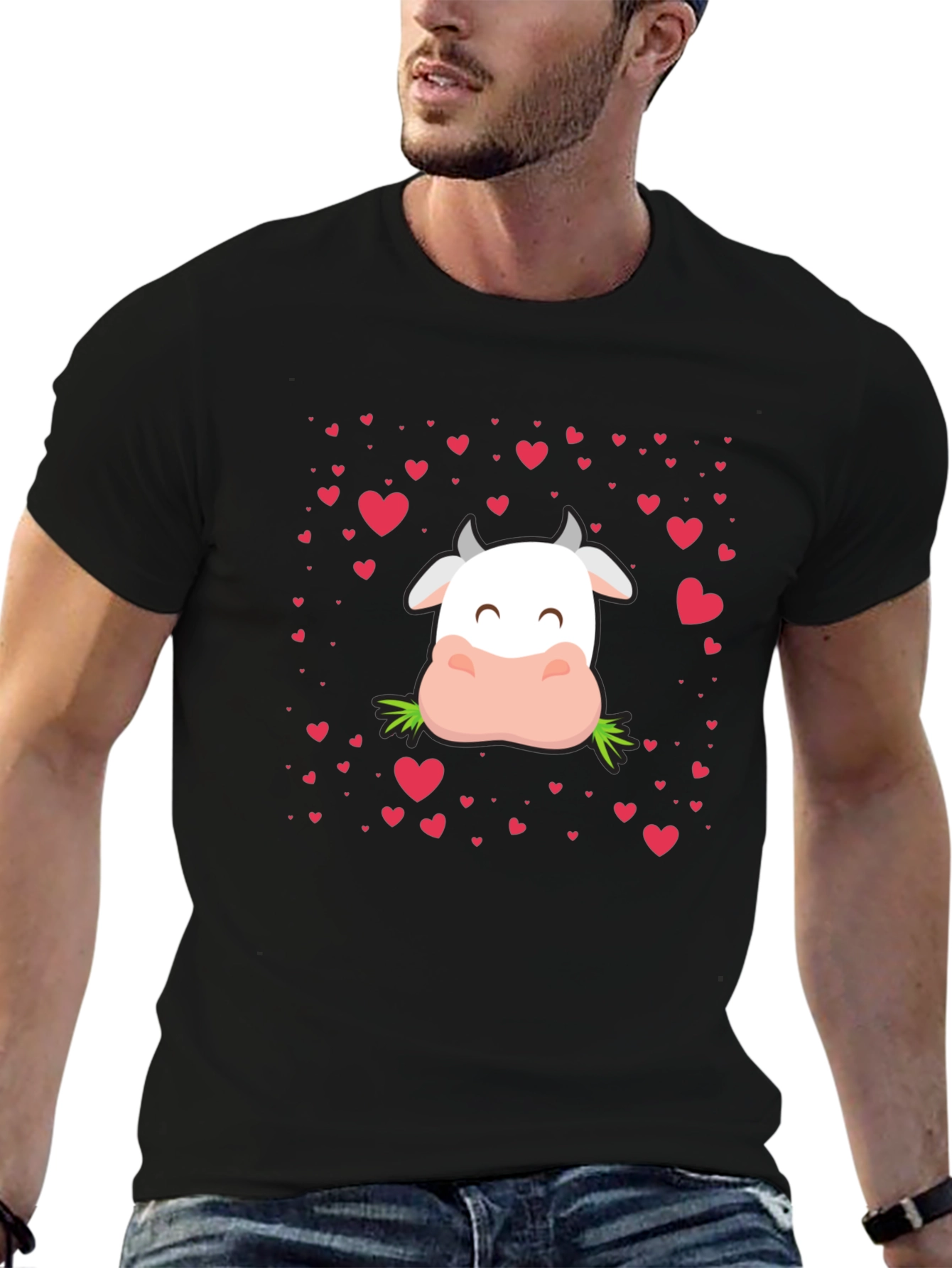 Cute Cow Valentines Day Graphic Tee