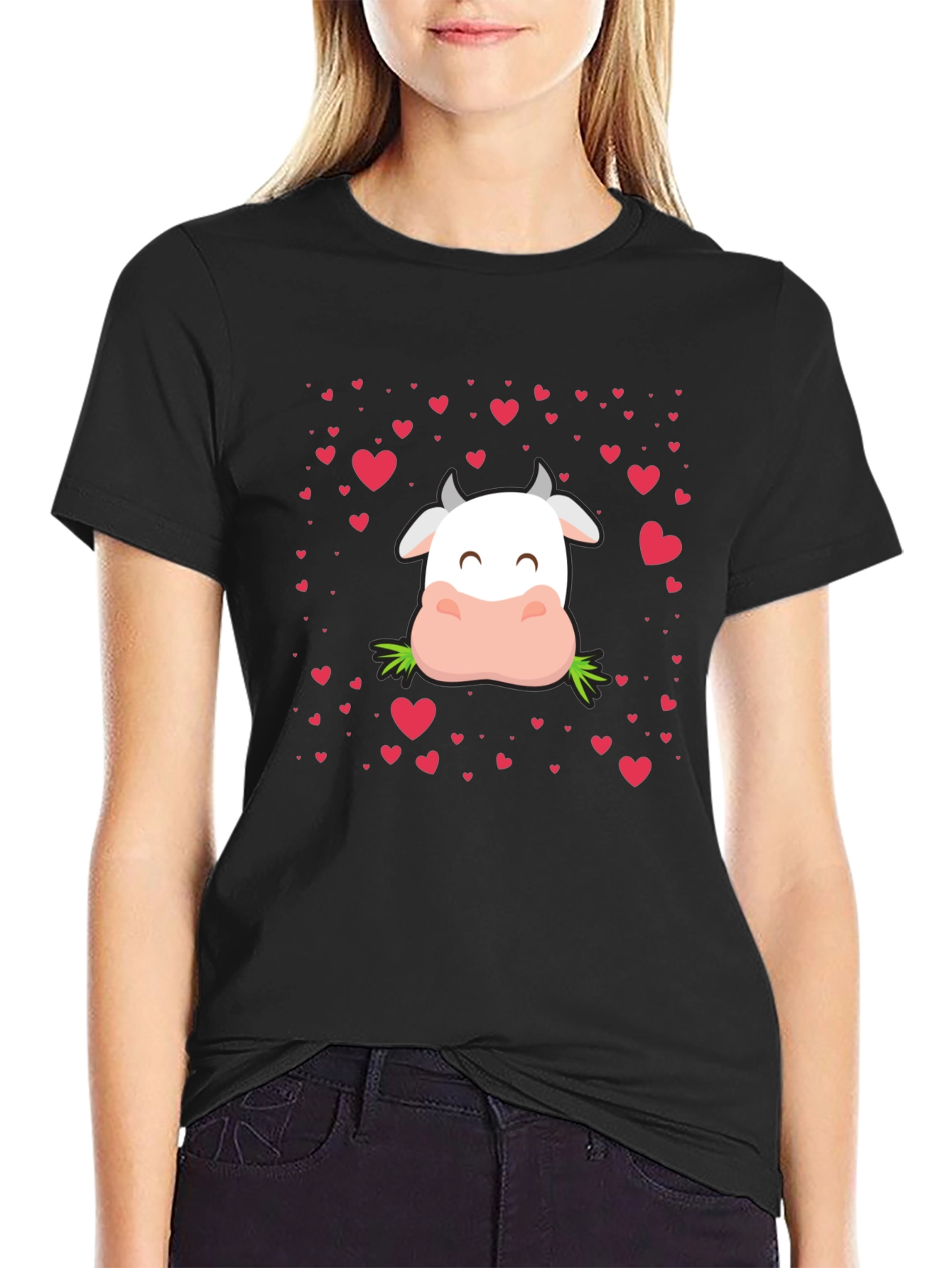 Cute Cow Valentines Day Graphic Tee